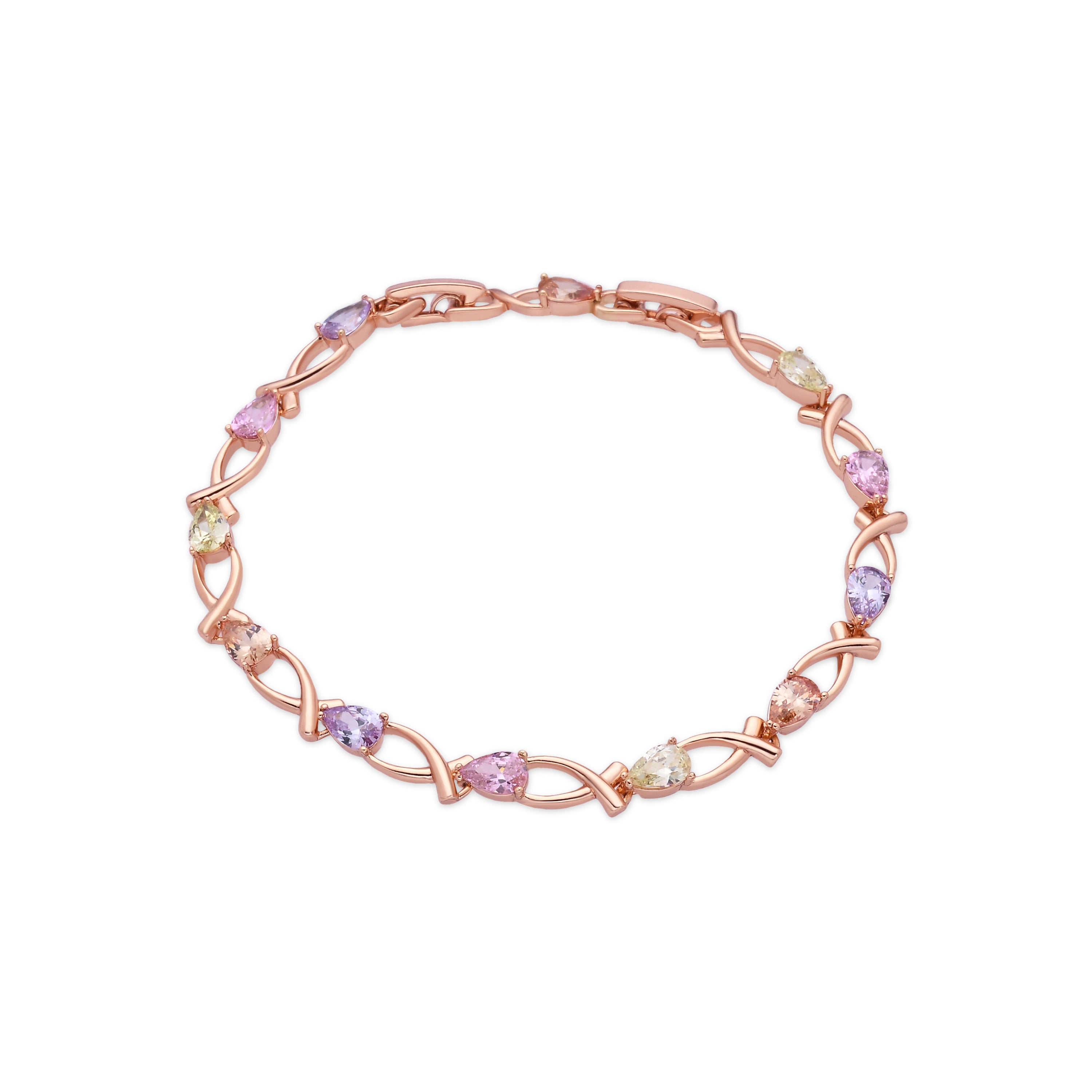 Pulsera de Circonita Multicolor acabado en oro rosa de 18k - Norgal