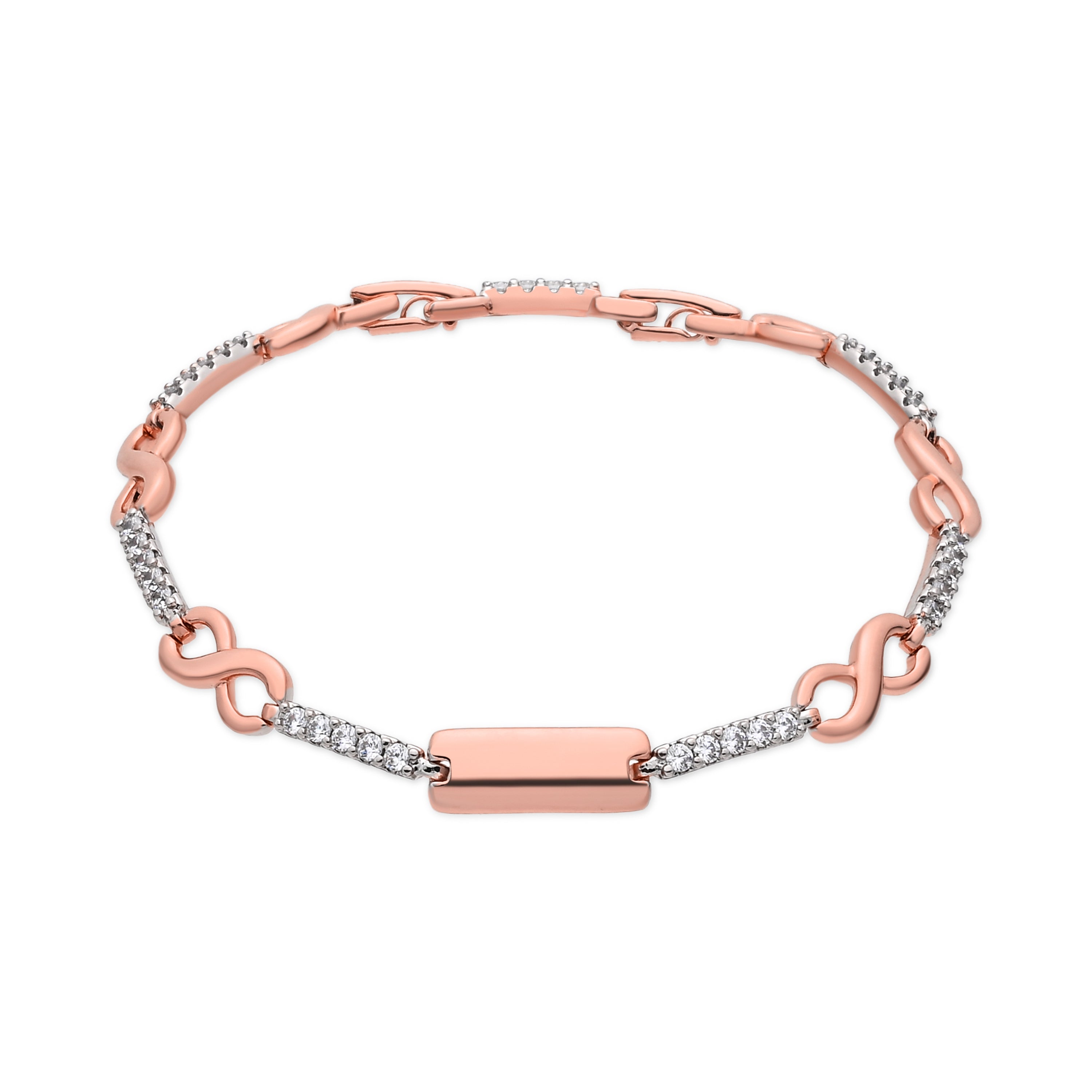 Pulsera de Aleación de Metal y Circonita Brillante acabado en oro rosa de 18k - Milu