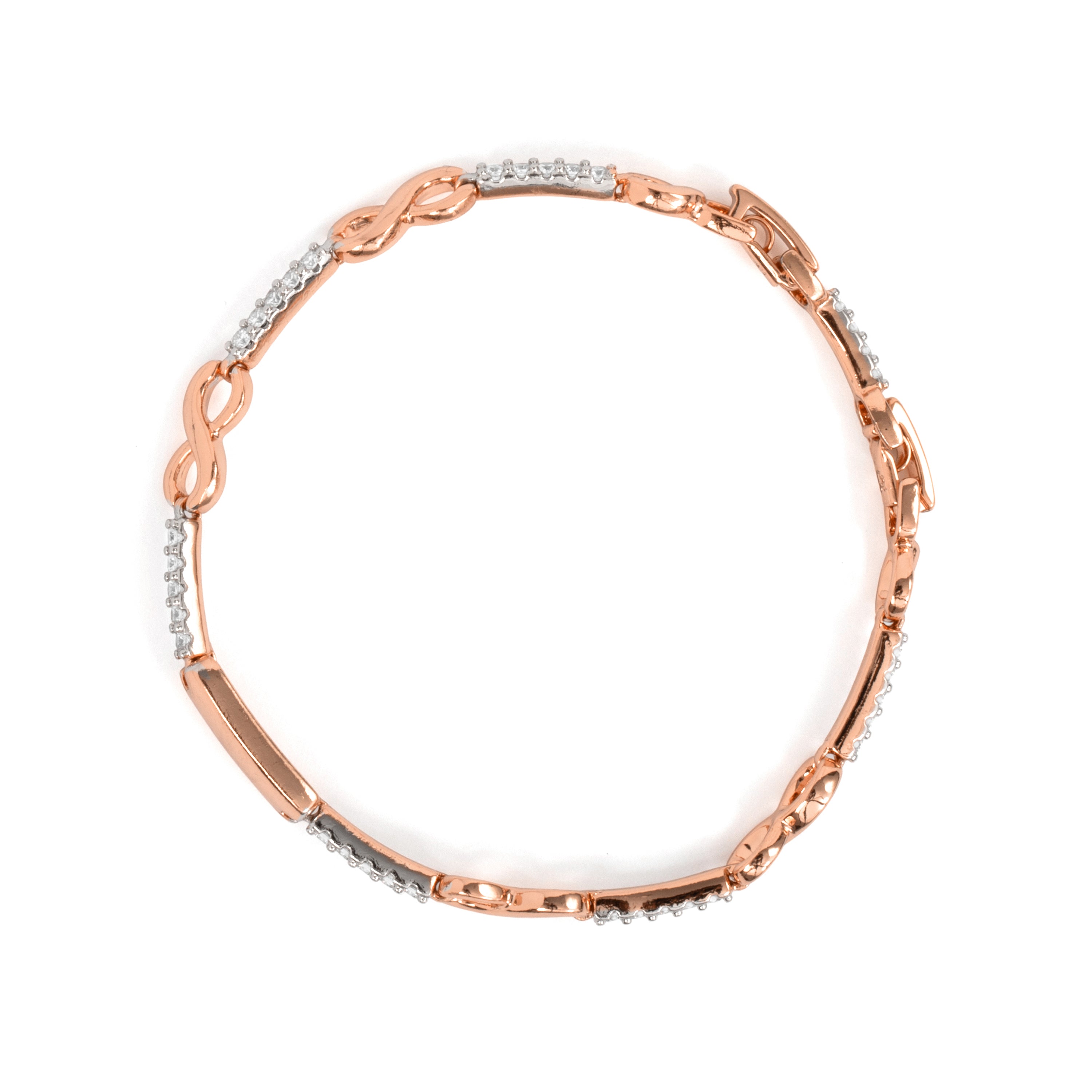 Pulsera de Aleación de Metal y Circonita Brillante acabado en oro rosa de 18k - Milu