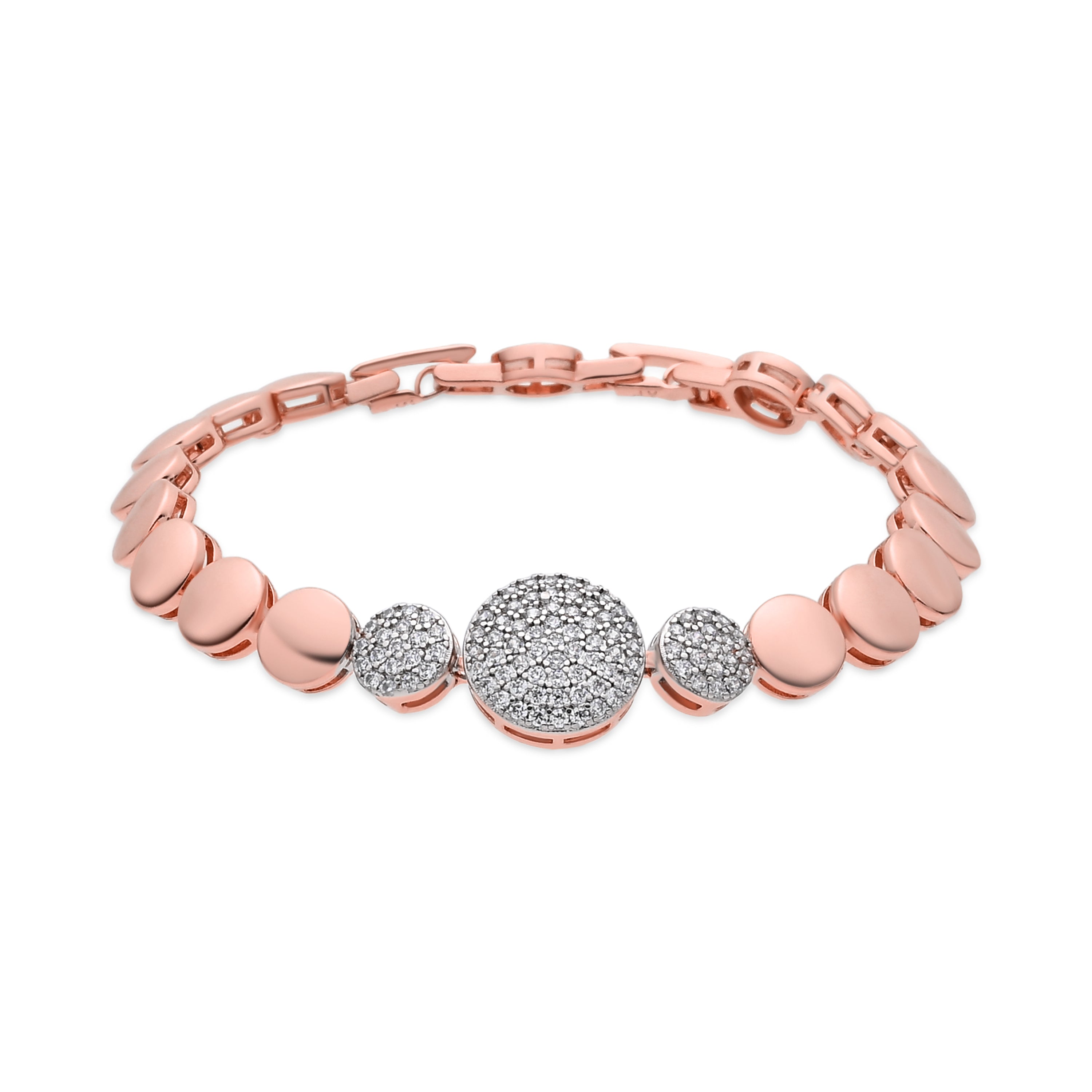 Pulsera de Aleación de Metal y Circonita Brillante acabado en oro rosa de 18k - Rajvi