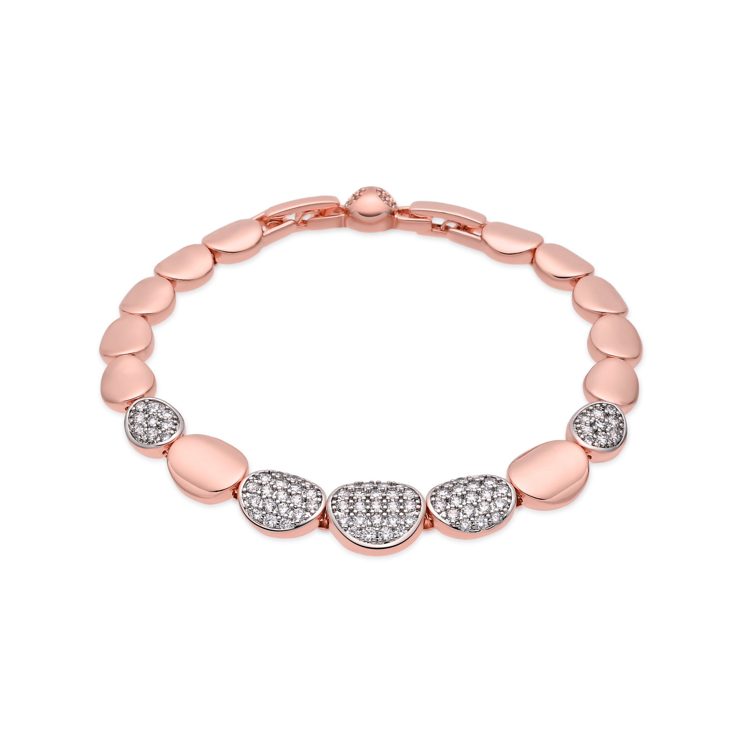 Pulsera de Aleación de Metal y Circonita Brillante acabado en oro rosa de 18k - Soynt