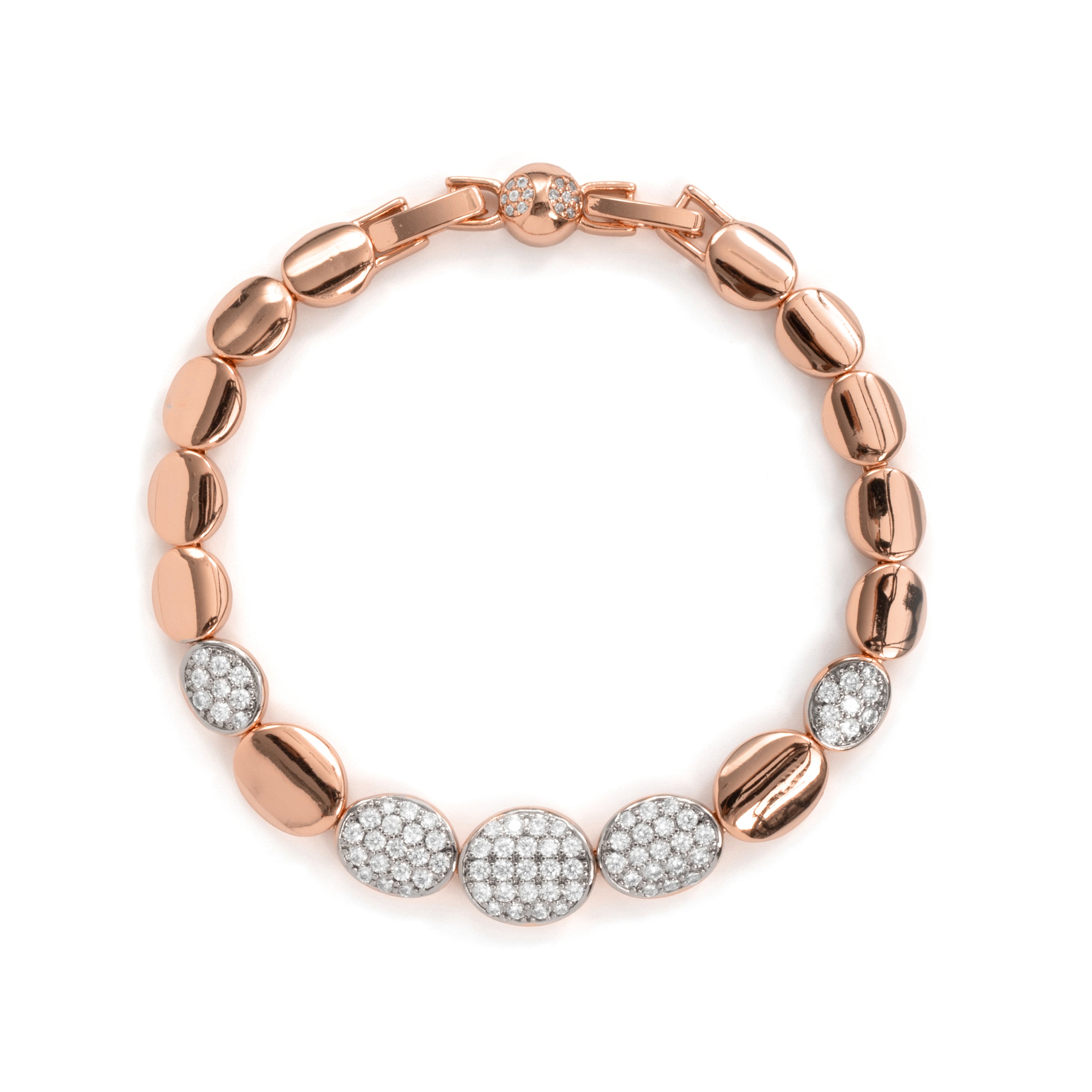 Pulsera de Aleación de Metal y Circonita Brillante acabado en oro rosa de 18k - Soynt