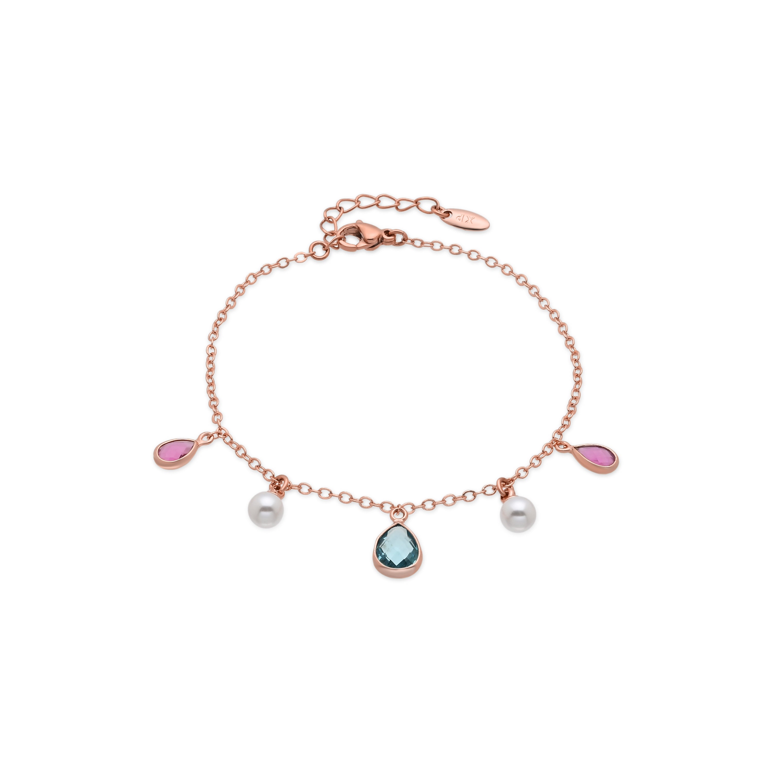 Pulsera de Aleación de Metal y Perla Blanca acabado en oro rosa de 18k - Cainhtsi