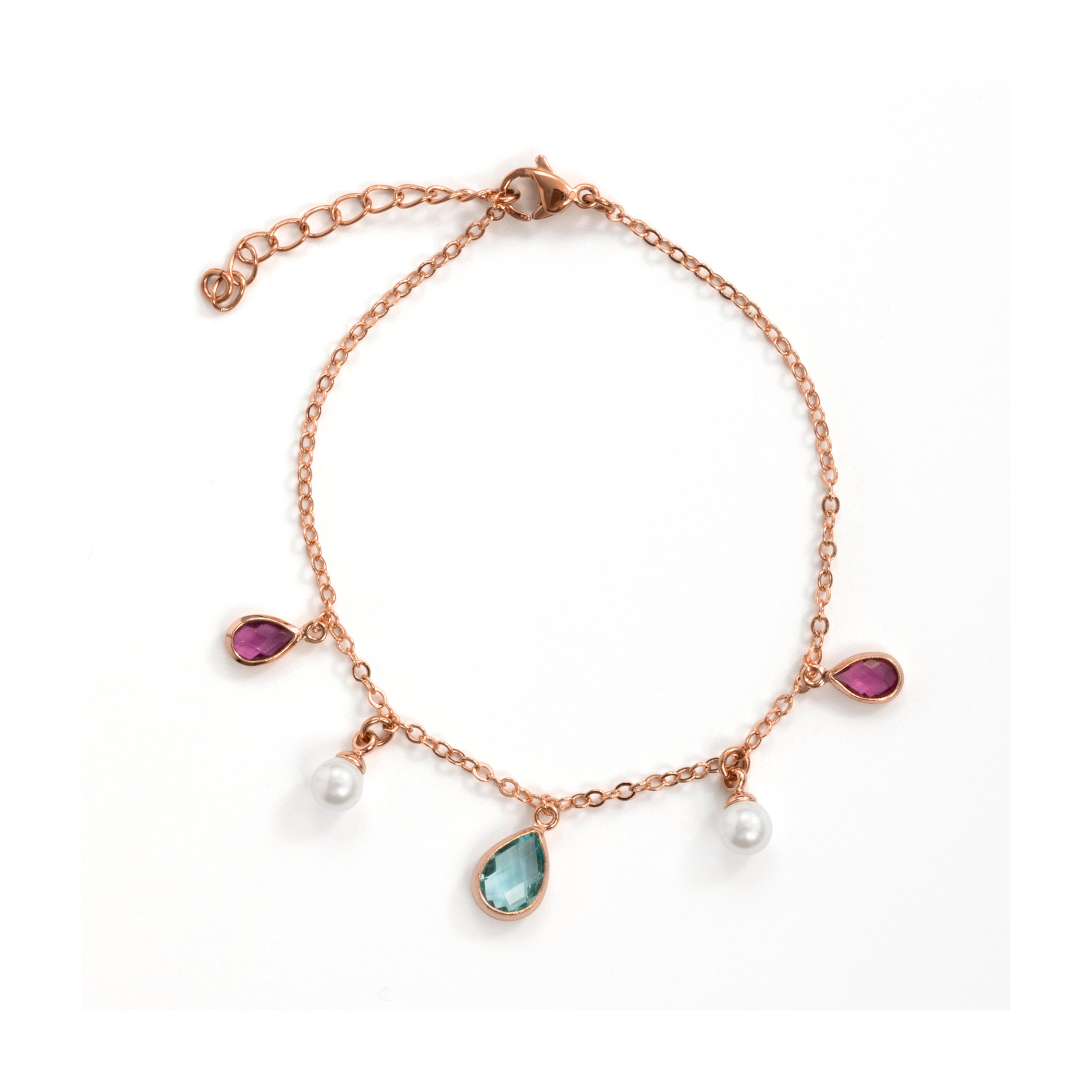 Pulsera de Aleación de Metal y Perla Blanca acabado en oro rosa de 18k - Cainhtsi