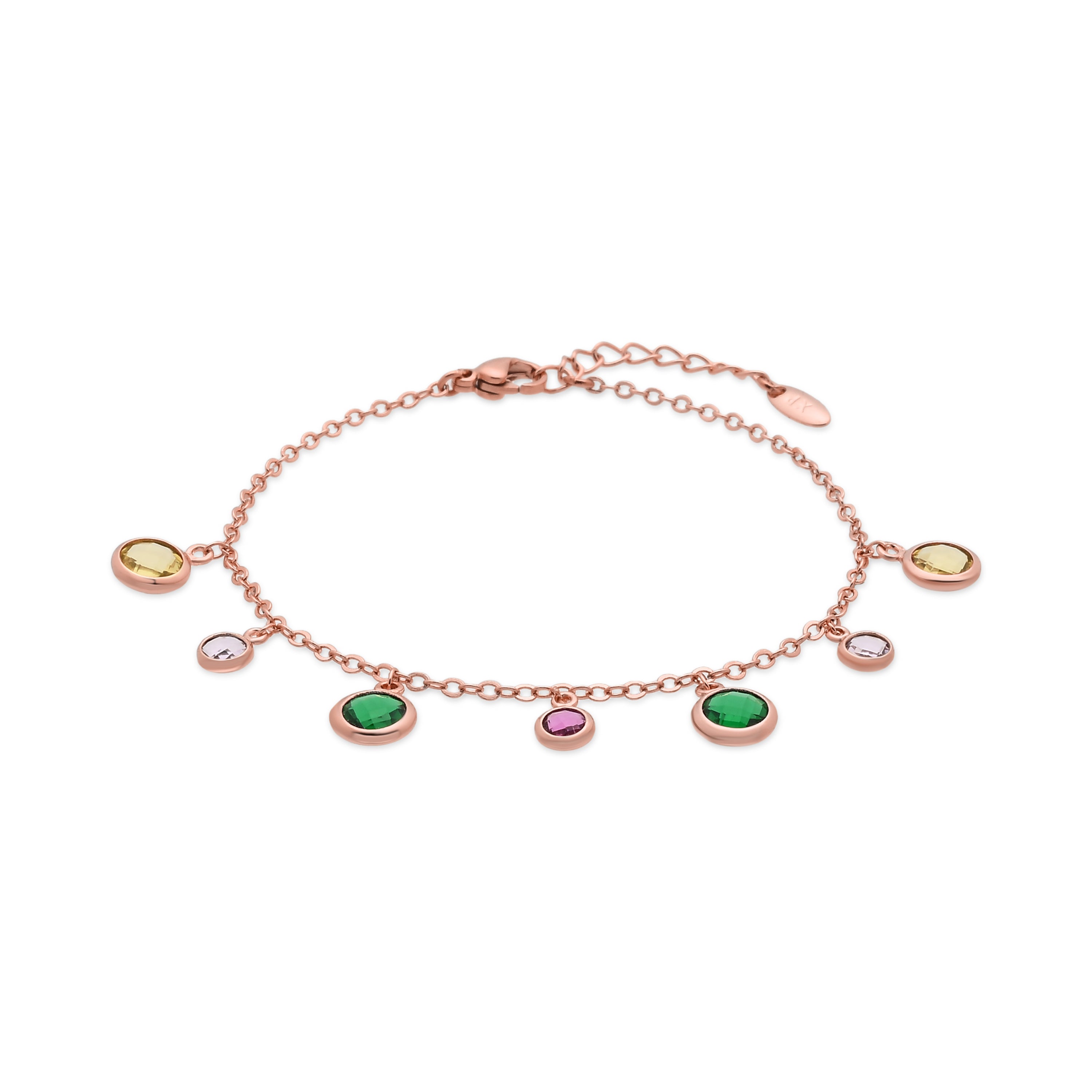 Pulsera de Aleación de Metal y Circonita Multicolor acabado en oro rosa de 18k - Huis