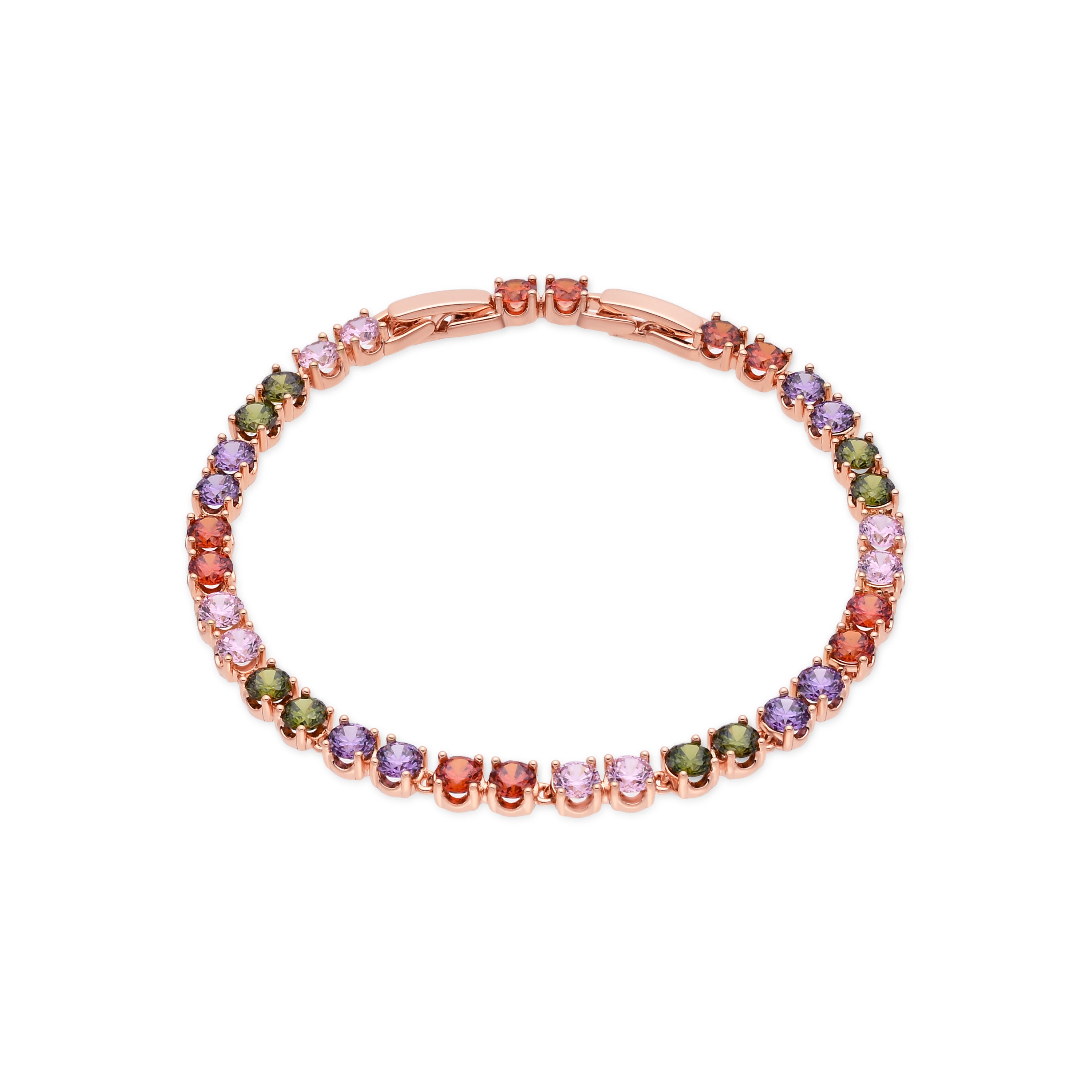 Pulsera de Aleación de Metal y Circonita Multicolor acabado en oro rosa de 18k - Chian