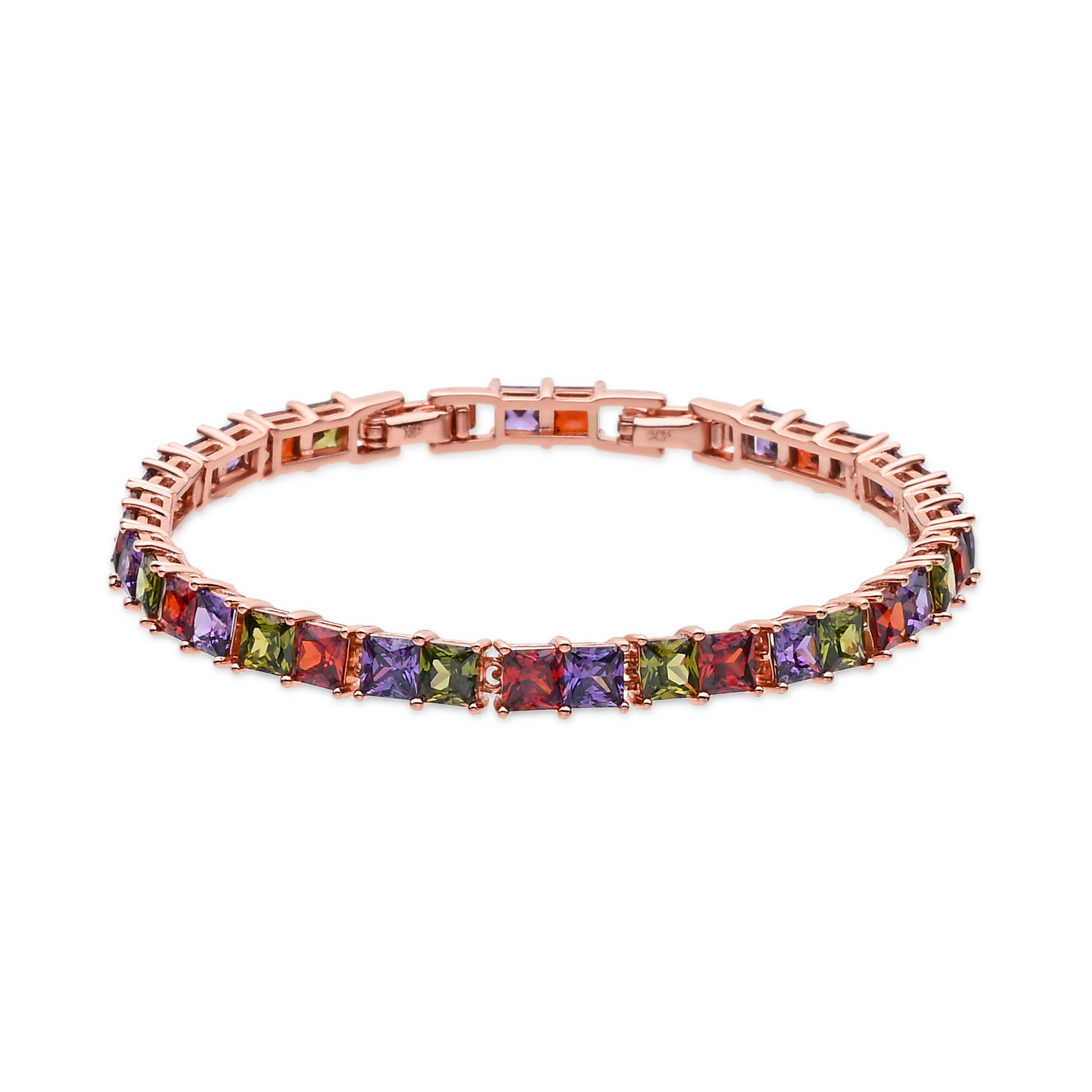 Pulsera de Aleación de Metal y Circonita Multicolor acabado en oro rosa de 18k - Mondli