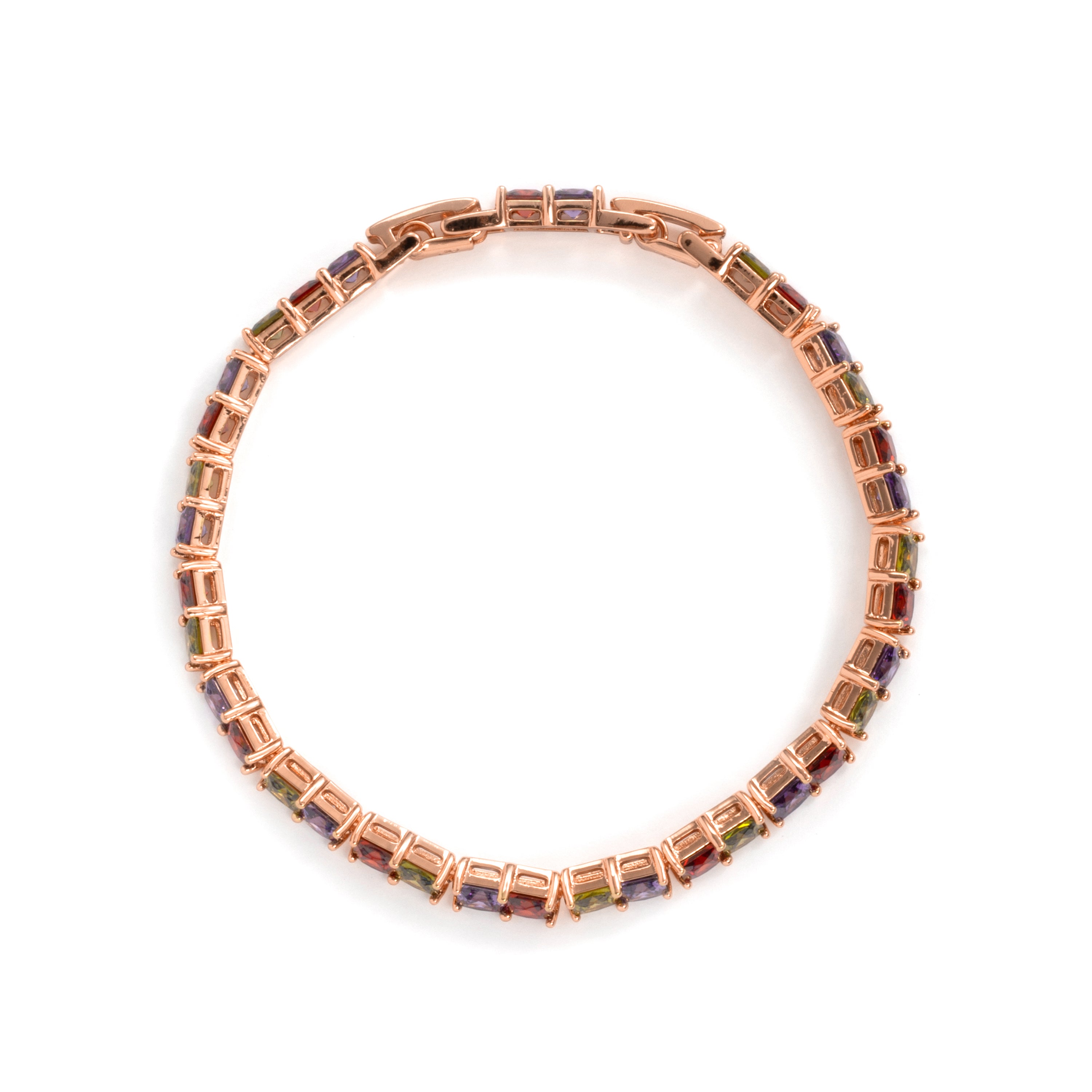 Pulsera de Aleación de Metal y Circonita Multicolor acabado en oro rosa de 18k - Mondli