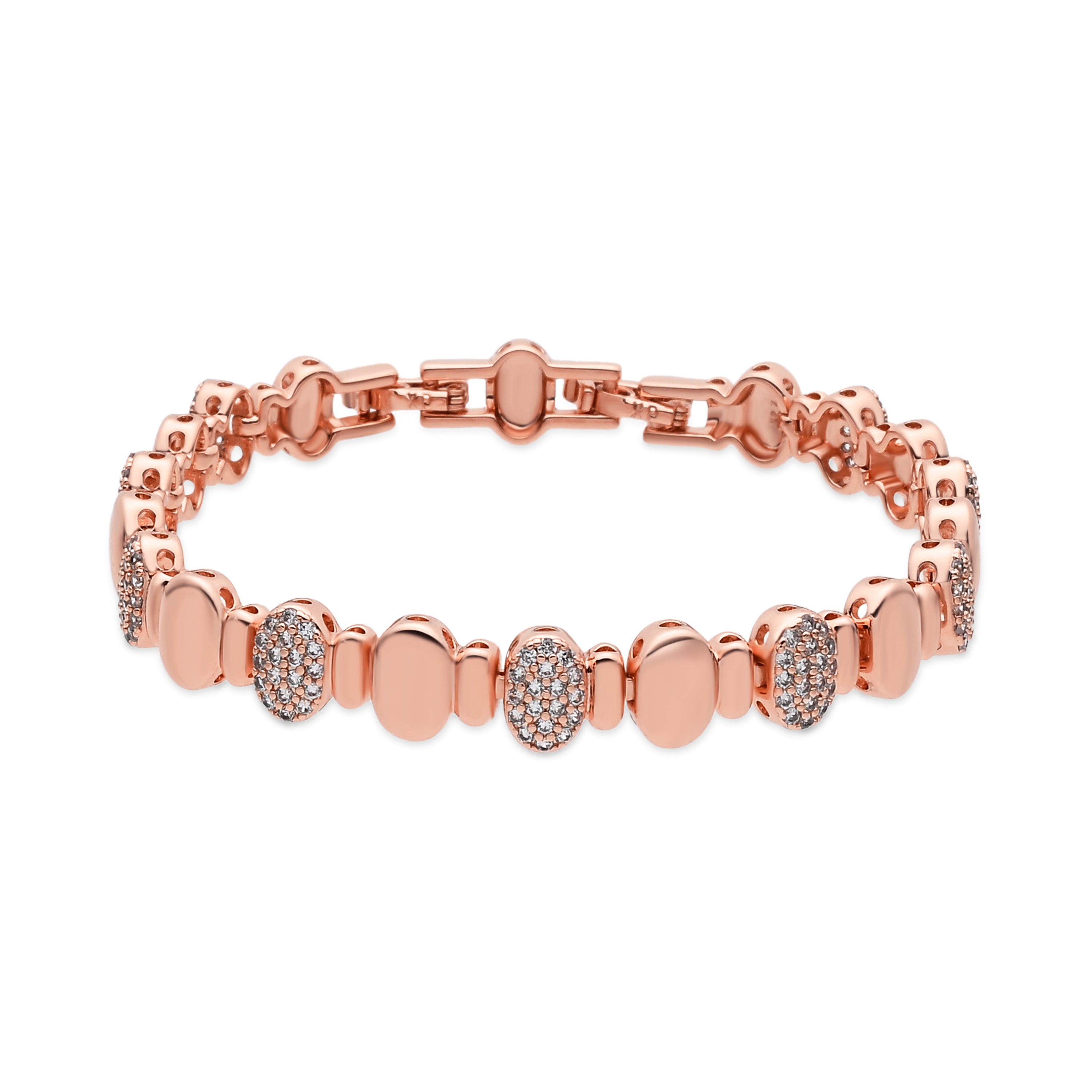 Pulsera de Aleación de Metal y Circonita Brillante acabado en oro rosa de 18k - Banesh