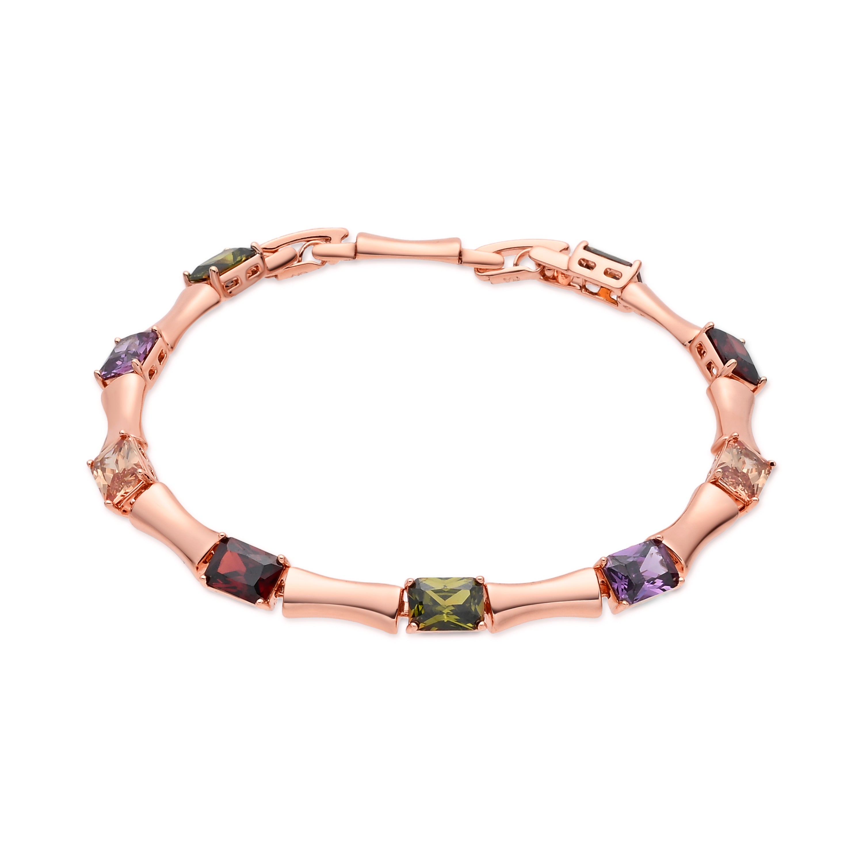 Pulsera de Aleación de Metal y Circonita Multicolor acabado en oro rosa de 18k - Itsul