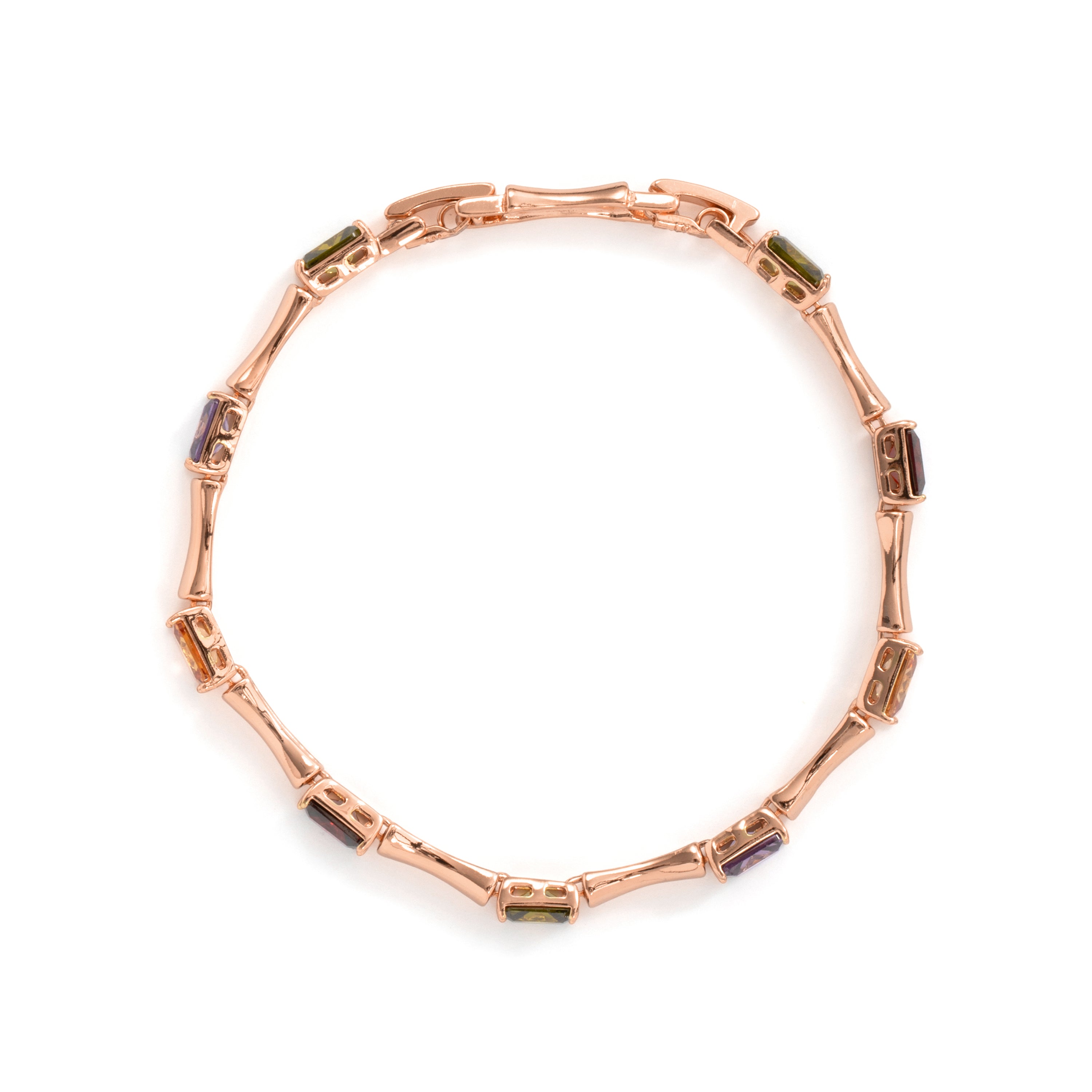 Pulsera de Aleación de Metal y Circonita Multicolor acabado en oro rosa de 18k - Itsul