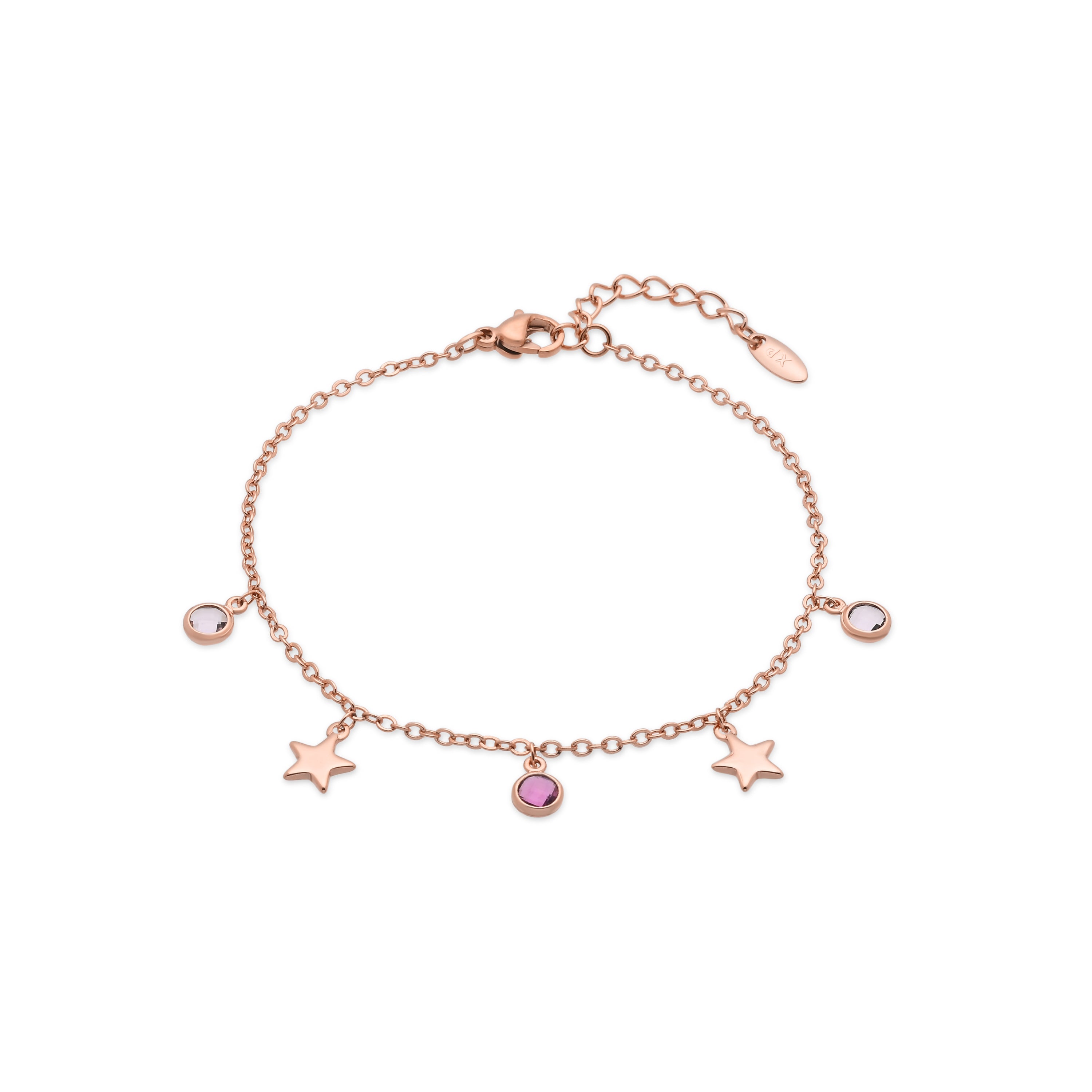 Pulsera de Aleación de Metal y Circonita Multicolor acabado en oro rosa de 18k - Sadria