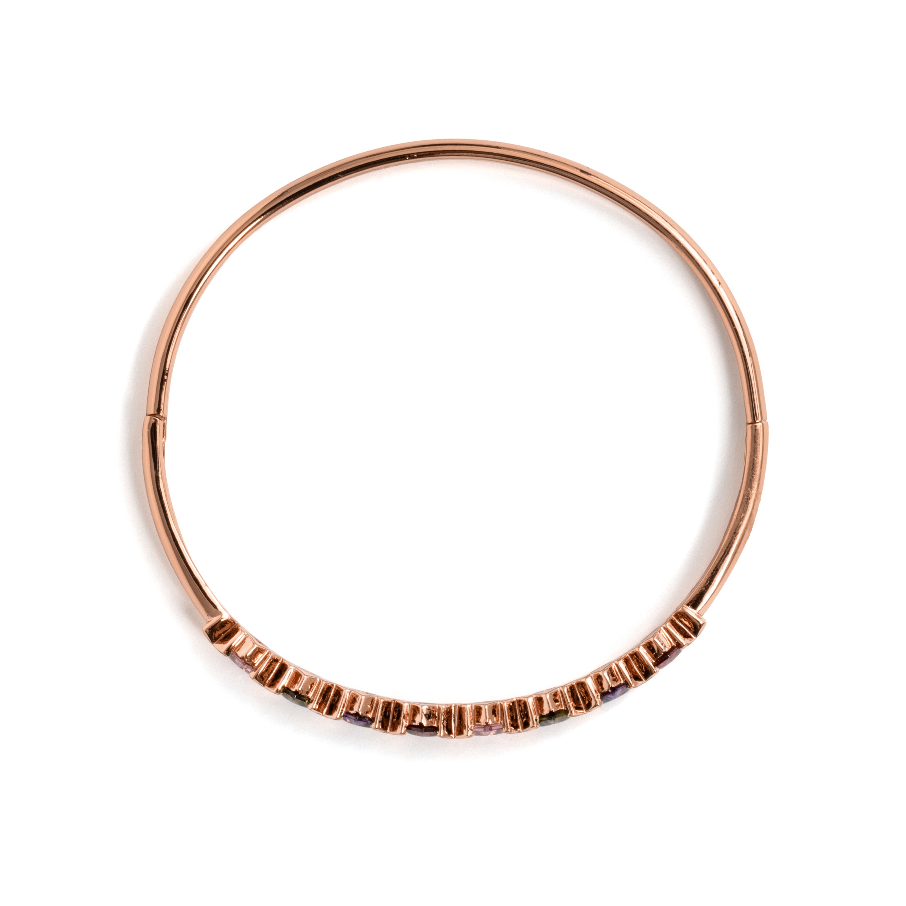 Pulsera de Aleación de Metal y Circonita Multicolor acabado en oro rosa de 18k - Belcas