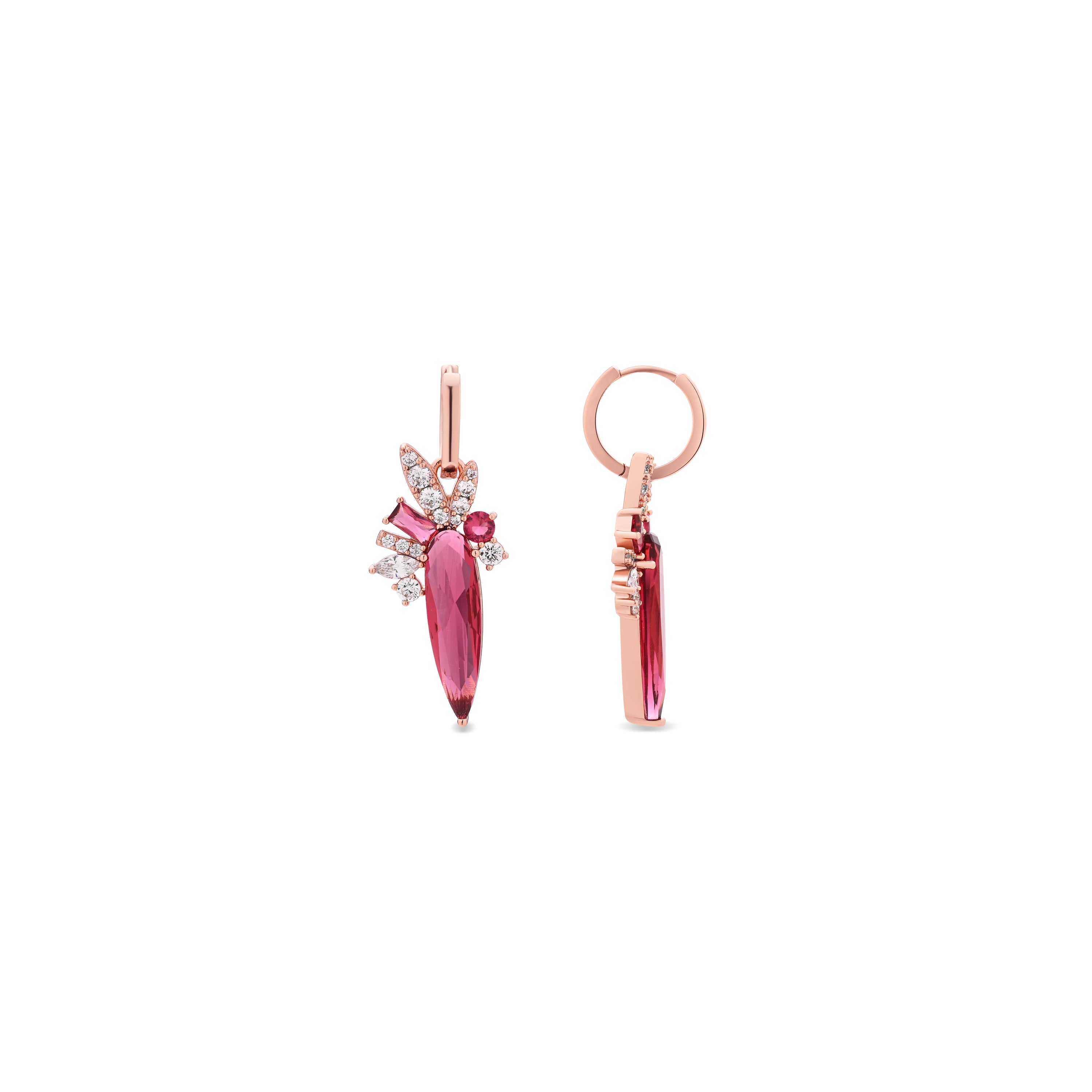 Pendientes de Cuarzo Hidrotermal Cereza acabado en oro rosa de 18k - Girls
