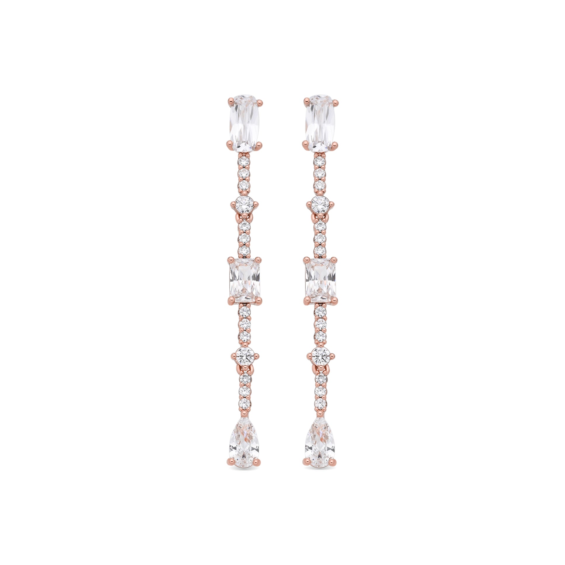 Pendientes de Aleación de Metal y Circonita Brillante acabado en oro rosa de 18k - Ziadru