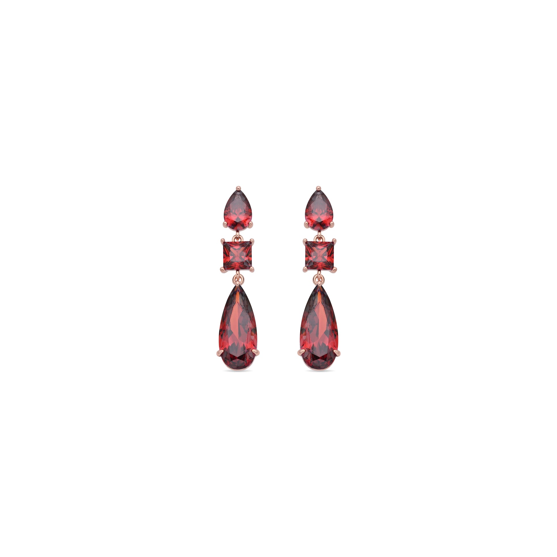 Pendientes de Aleación de Metal y Circonita Rubí acabado en oro rosa de 18k - Xakah