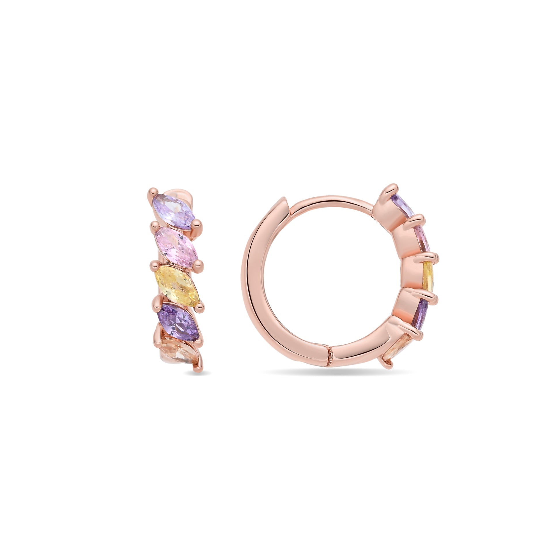 Pendientes de Aleación de Metal y Circonita Multicolor acabado en oro rosa de 18k - Widas