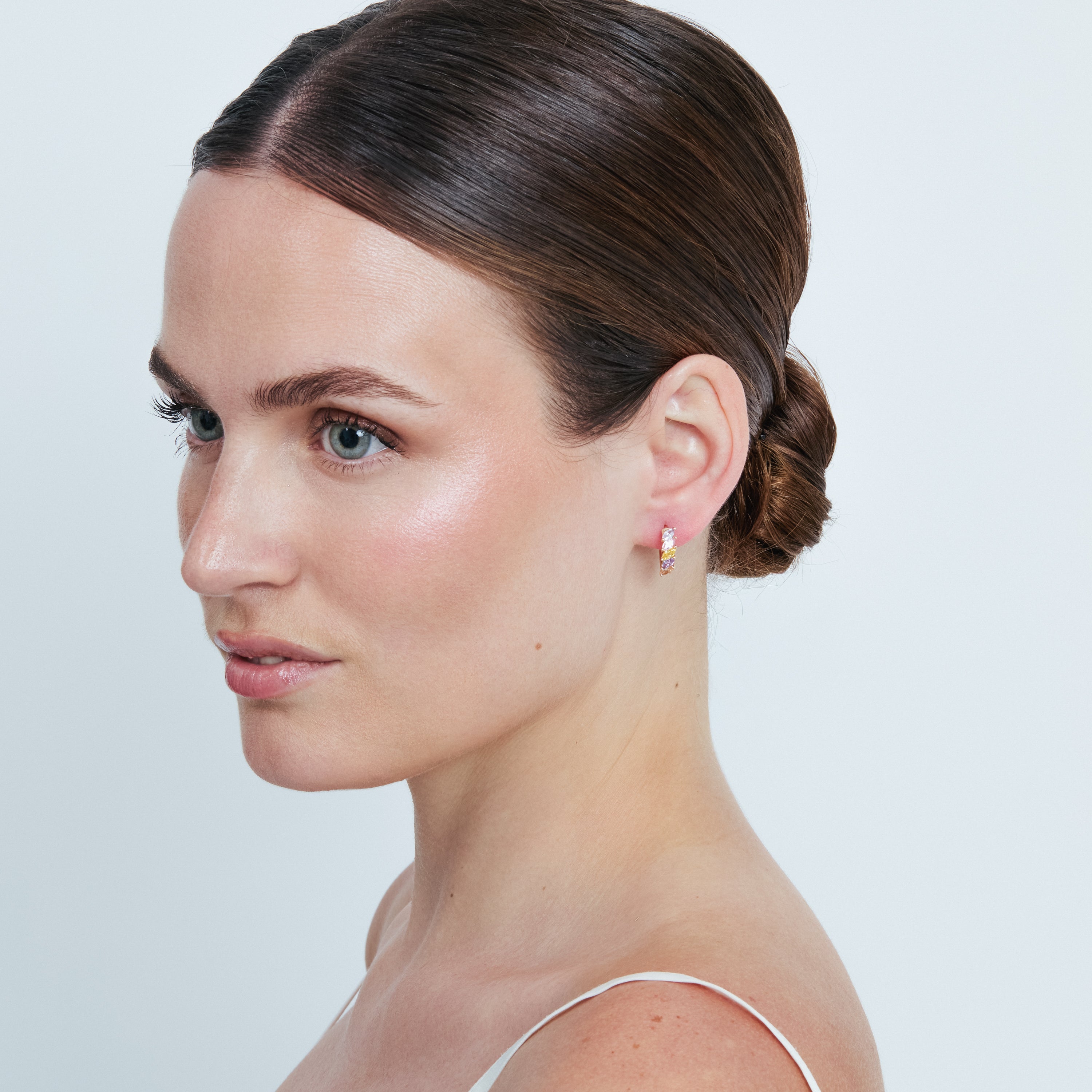 Pendientes de Aleación de Metal y Circonita Multicolor acabado en oro rosa de 18k - Widas