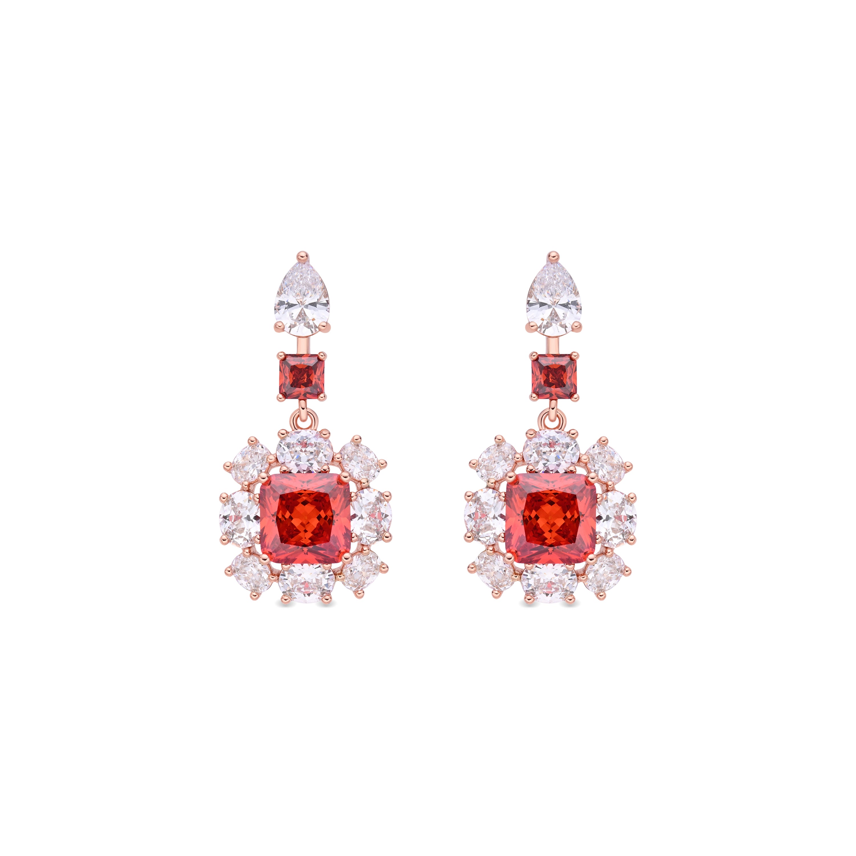Pendientes de Circonita Rubí acabado en oro rosa de 18k - Iwo