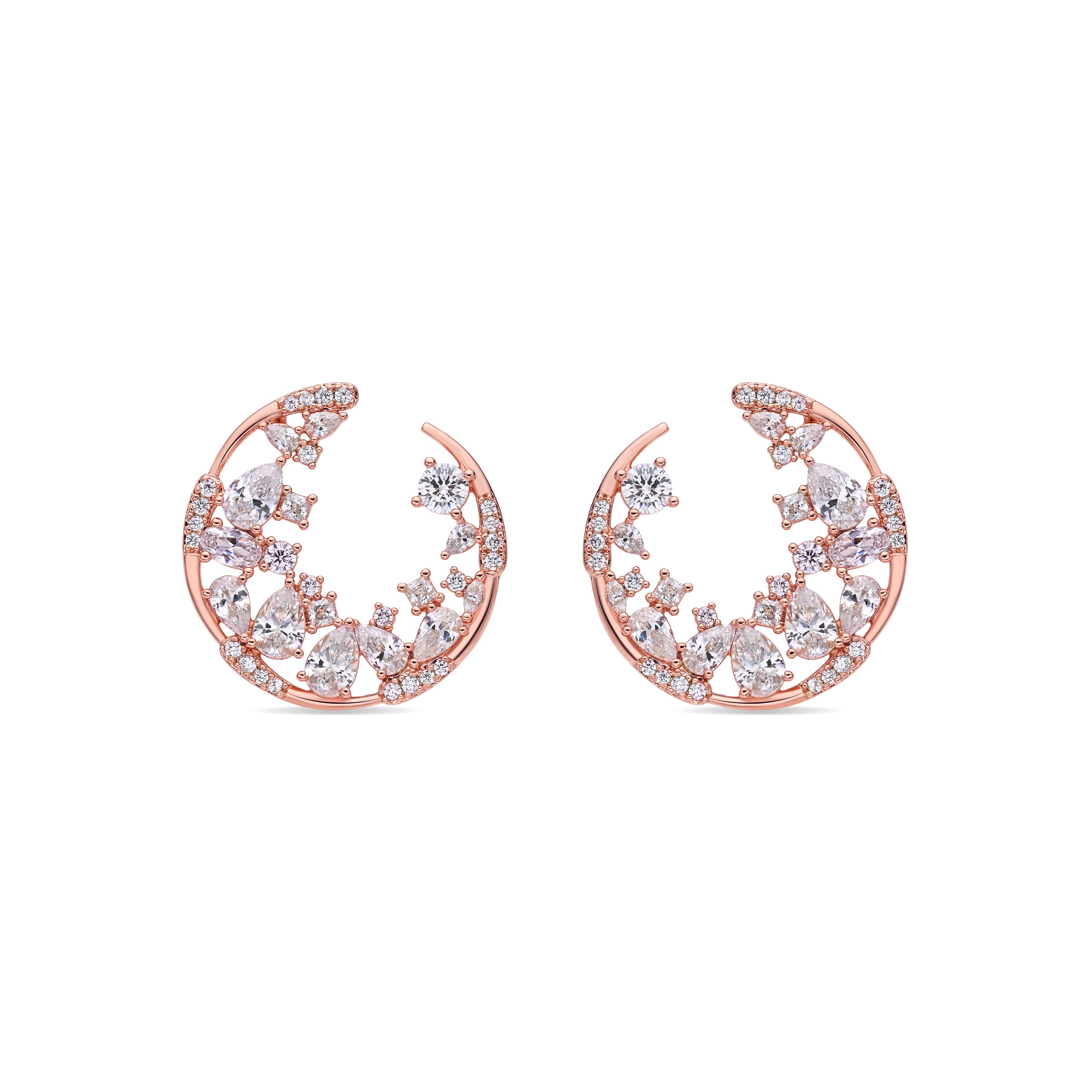 Pendientes de Circonita Brillante acabado en oro rosa de 18k - Elhan