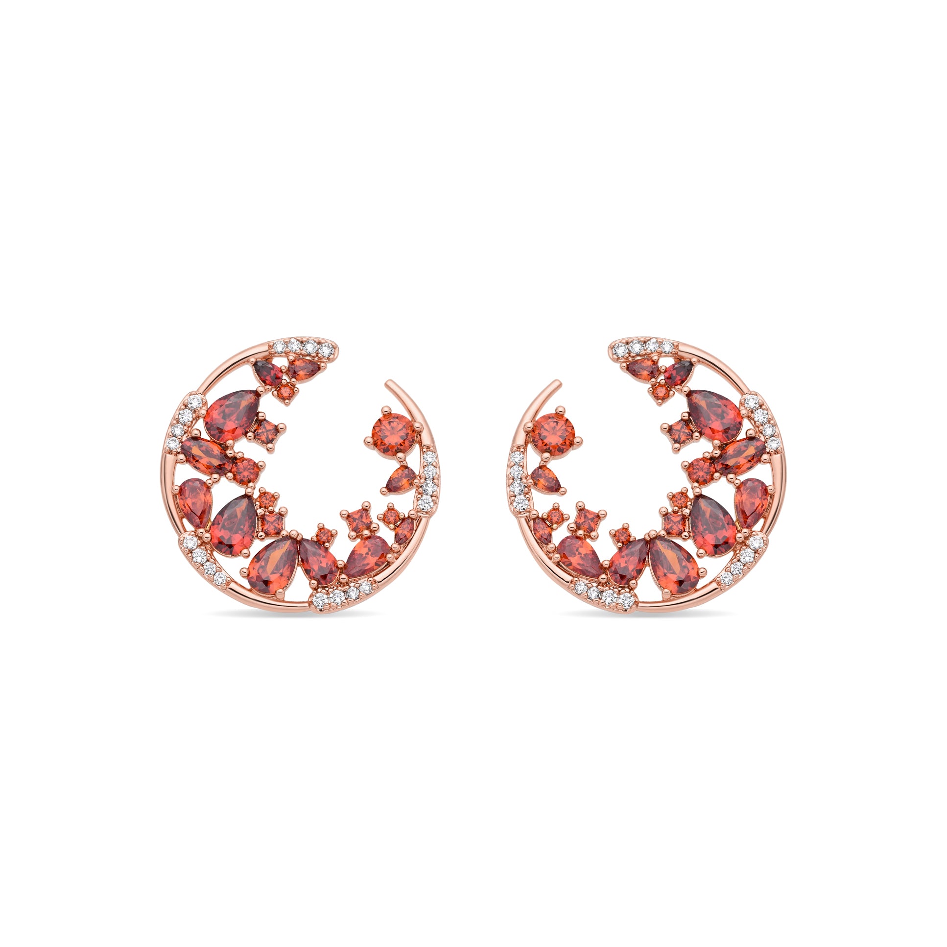 Pendientes de Aleación de Metal y Circonita Rubí acabado en oro rosa de 18k - Sabach