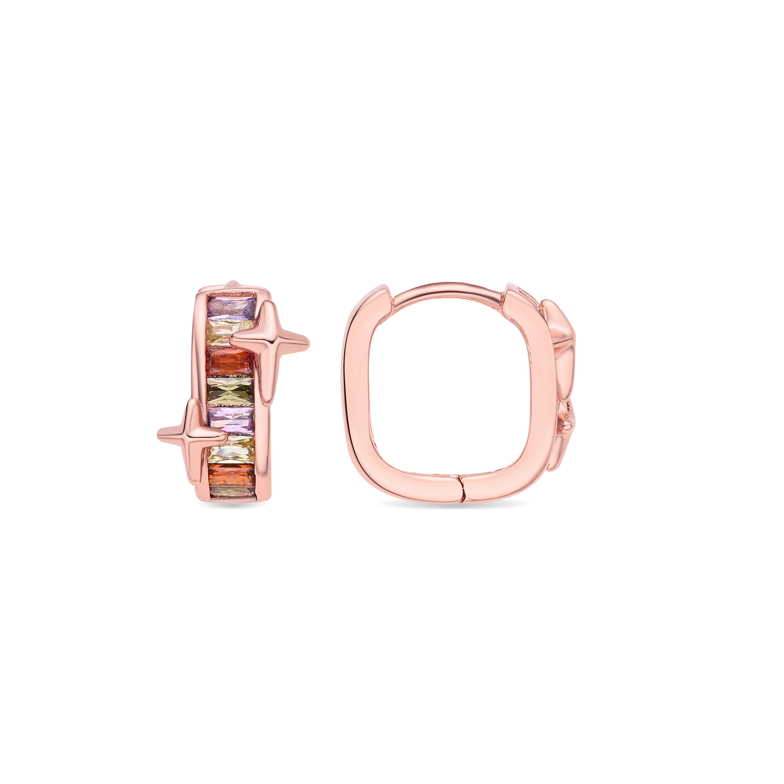 Pendientes de Circonita Multicolor acabado en oro rosa de 18k - Suclai
