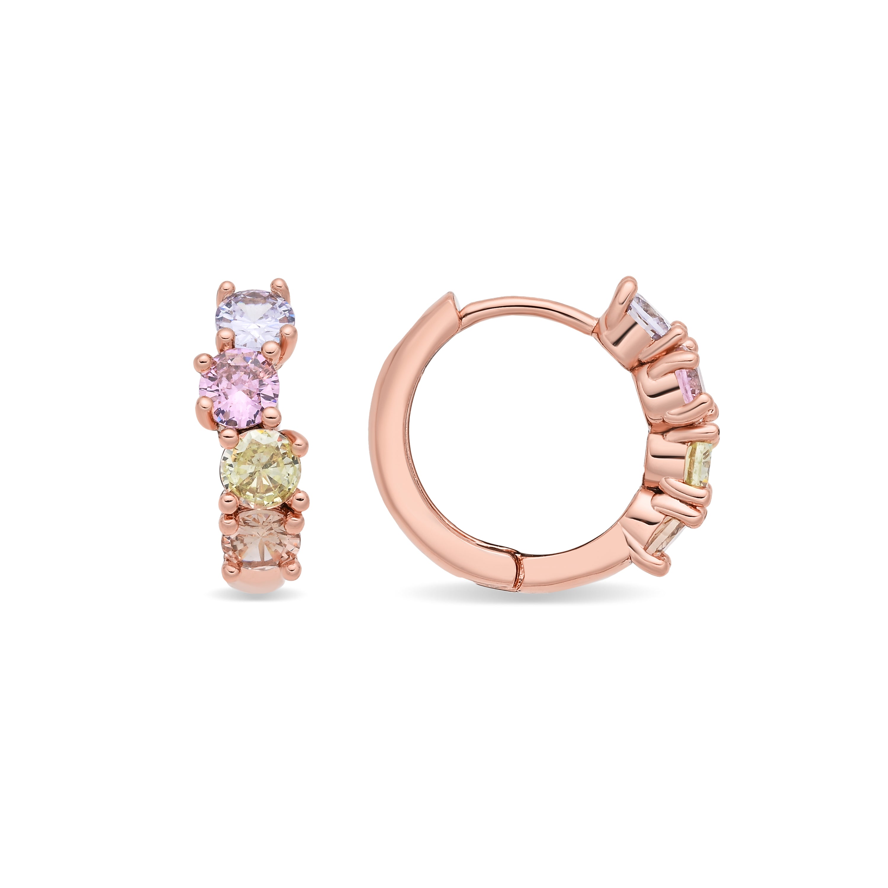 Pendientes de Aleación de Metal y Circonita Multicolor acabado en oro rosa de 18k - Zamza