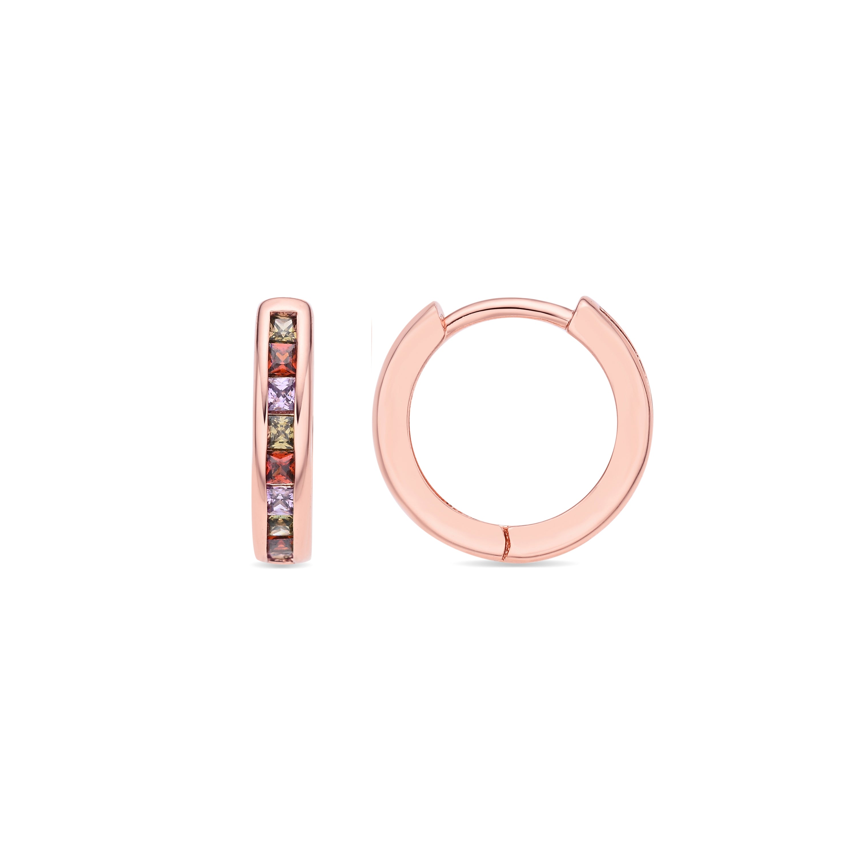 Pendientes de Circonita Multicolor acabado en oro rosa de 18k - Ulanbu