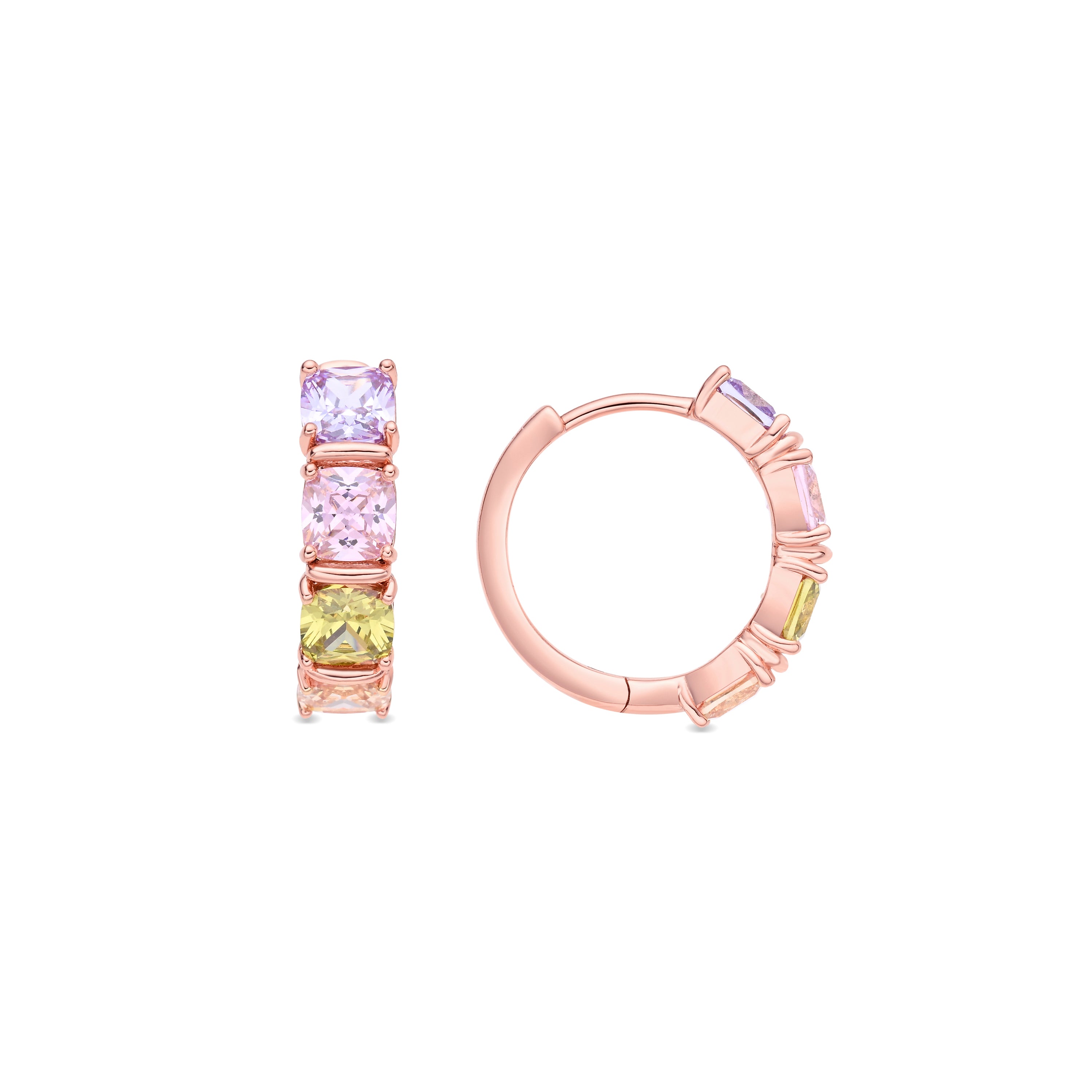 Pendientes de Circonita Multicolor acabado en oro rosa de 18k - Uyib