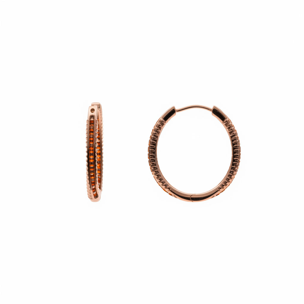 Pendientes de Circonita Ópalo de Fuego acabado en oro rosa de 18k - Rendla