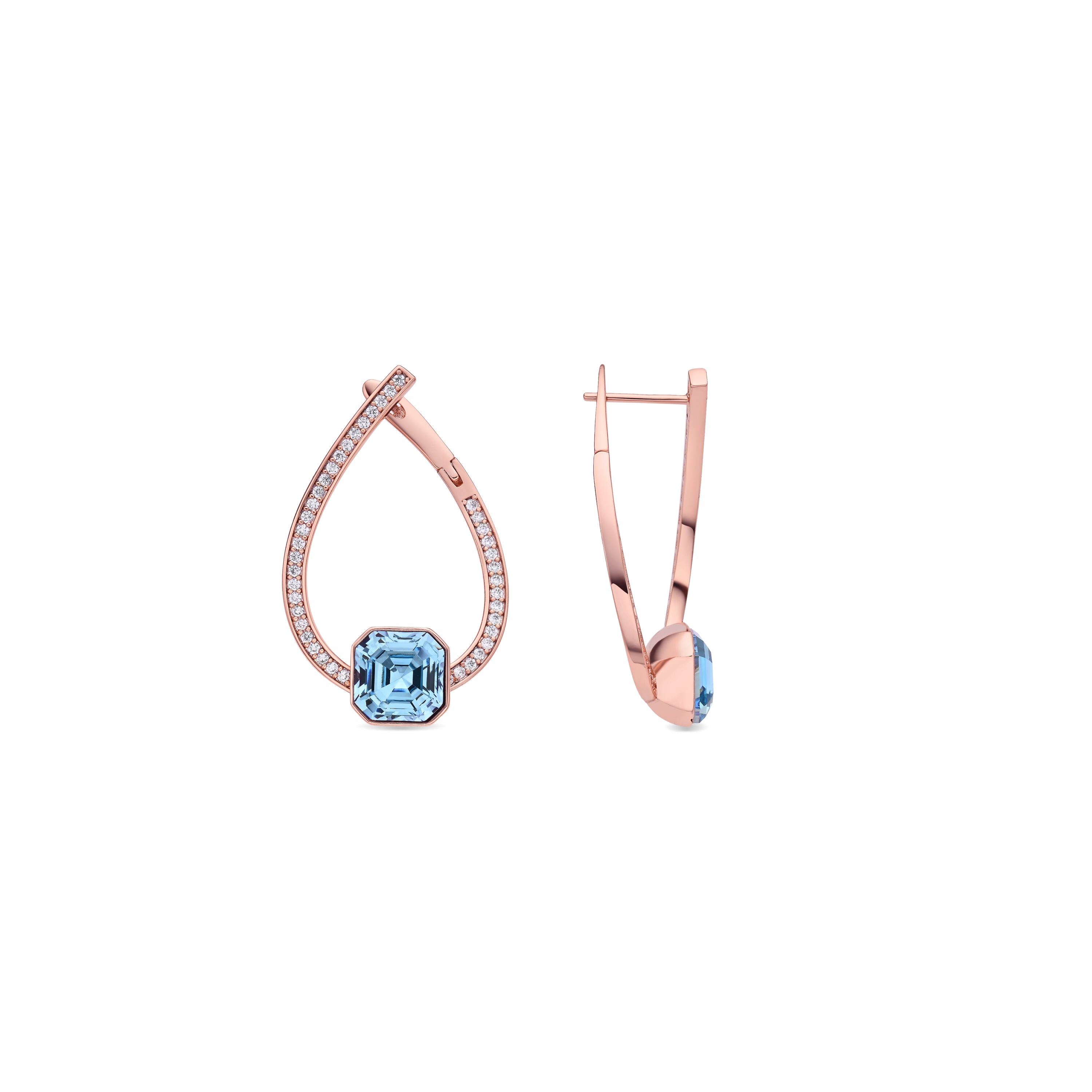 Pendientes de Circonita Aguamarina acabado en oro rosa de 18k - Ordel