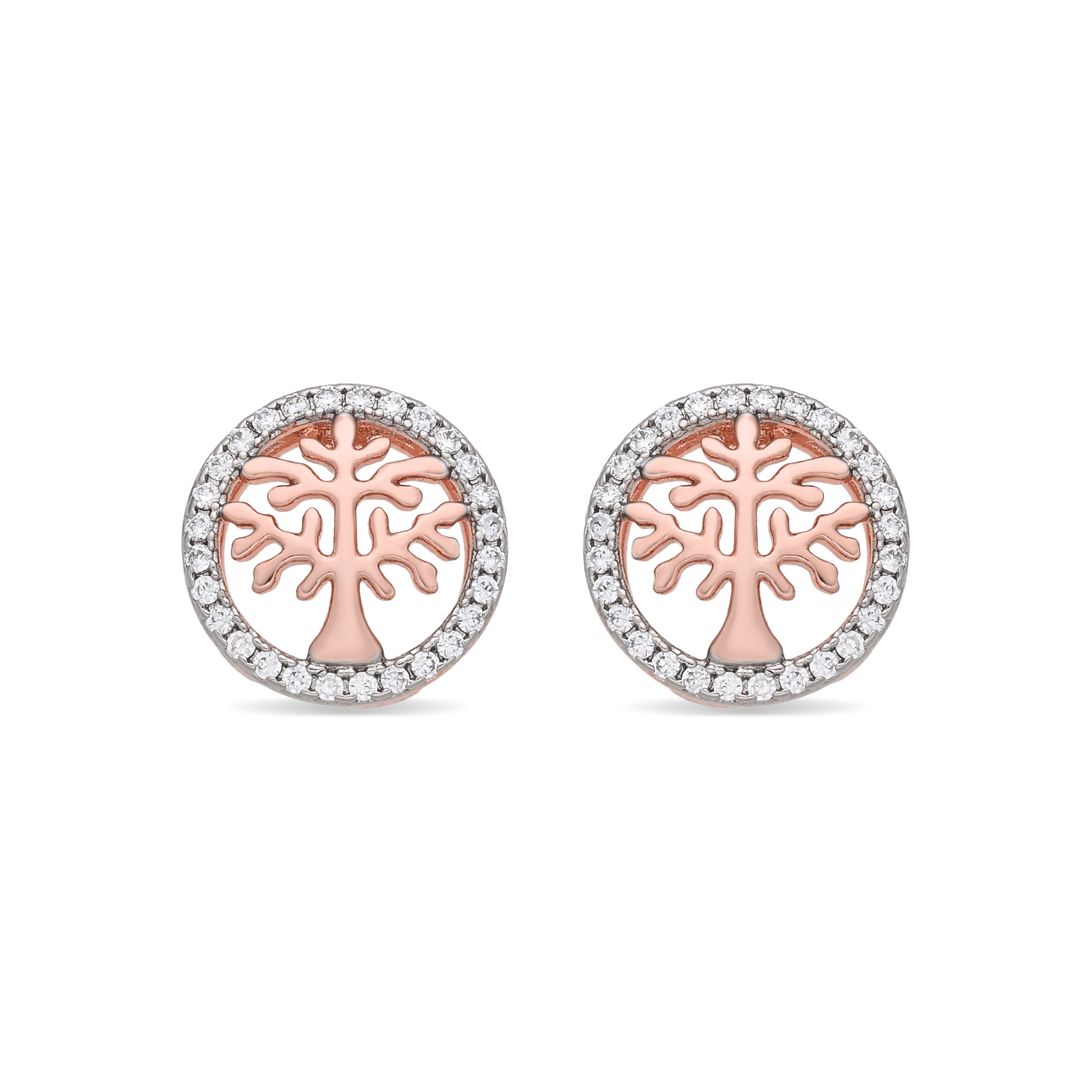 Pendientes de Aleación de Metal y Circonita Brillante acabado en oro rosa de 18k - Daiekth