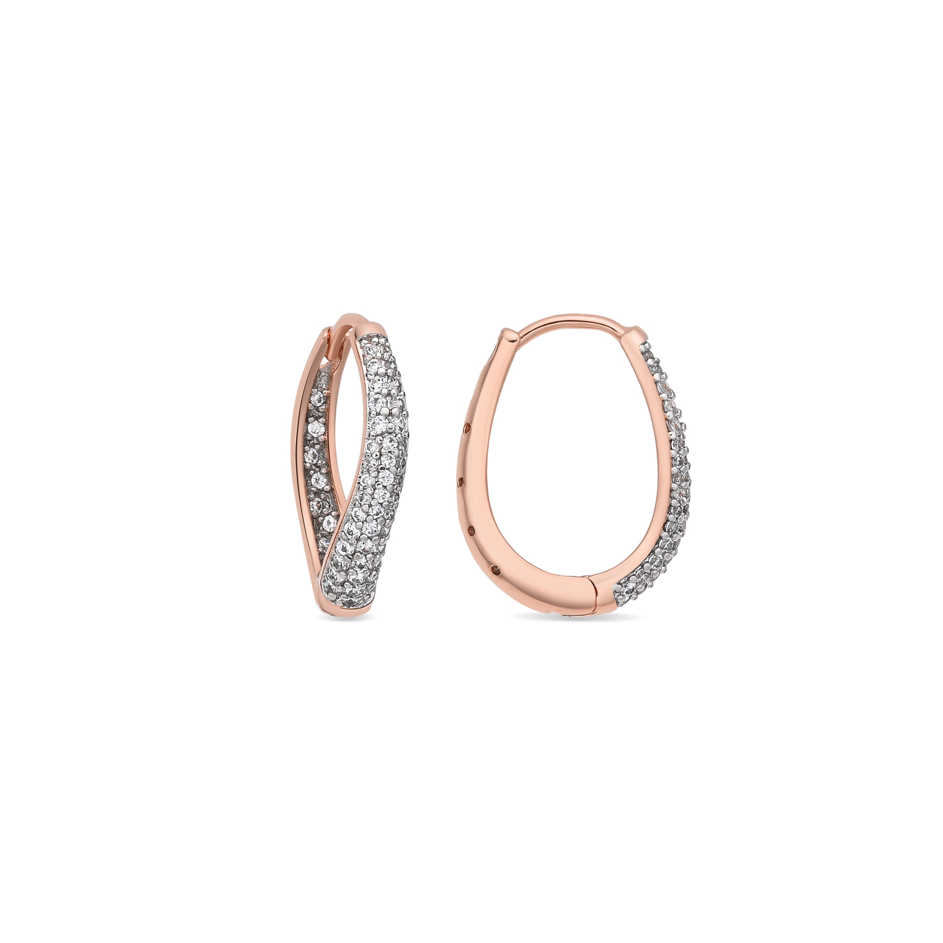 Pendientes de Aleación de Metal y Circonita Brillante acabado en oro rosa de 18k - Biygo