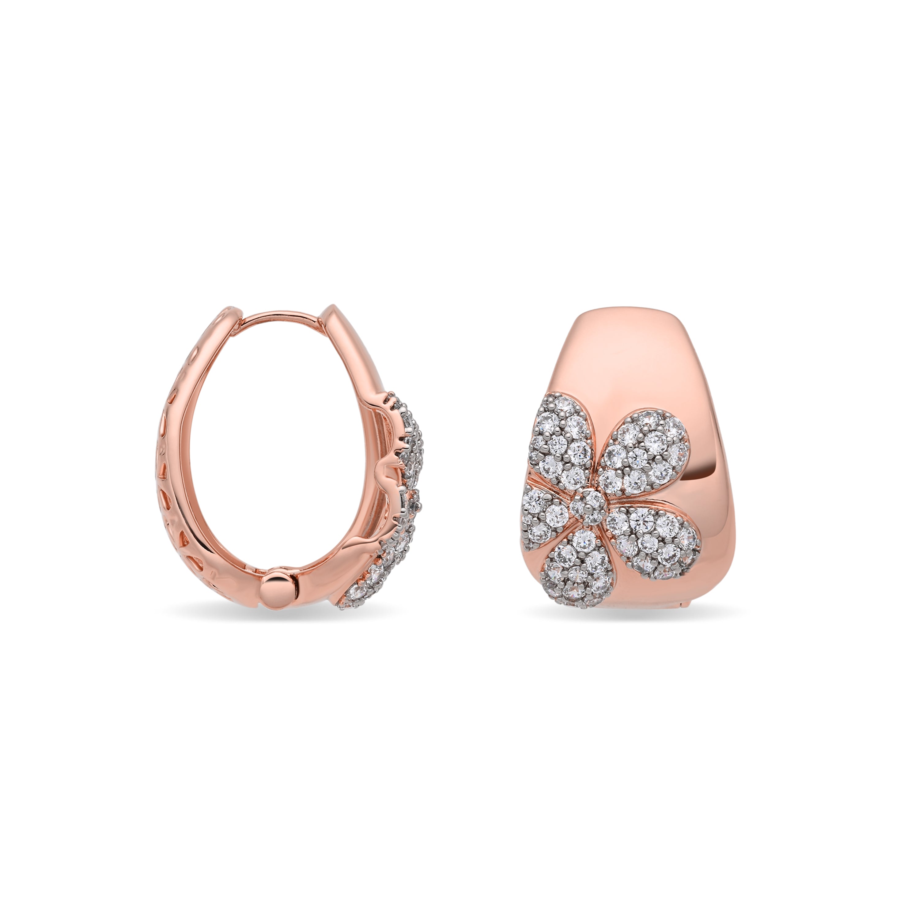 Pendientes de Aleación de Metal y Circonita Brillante acabado en oro rosa de 18k - Asnali
