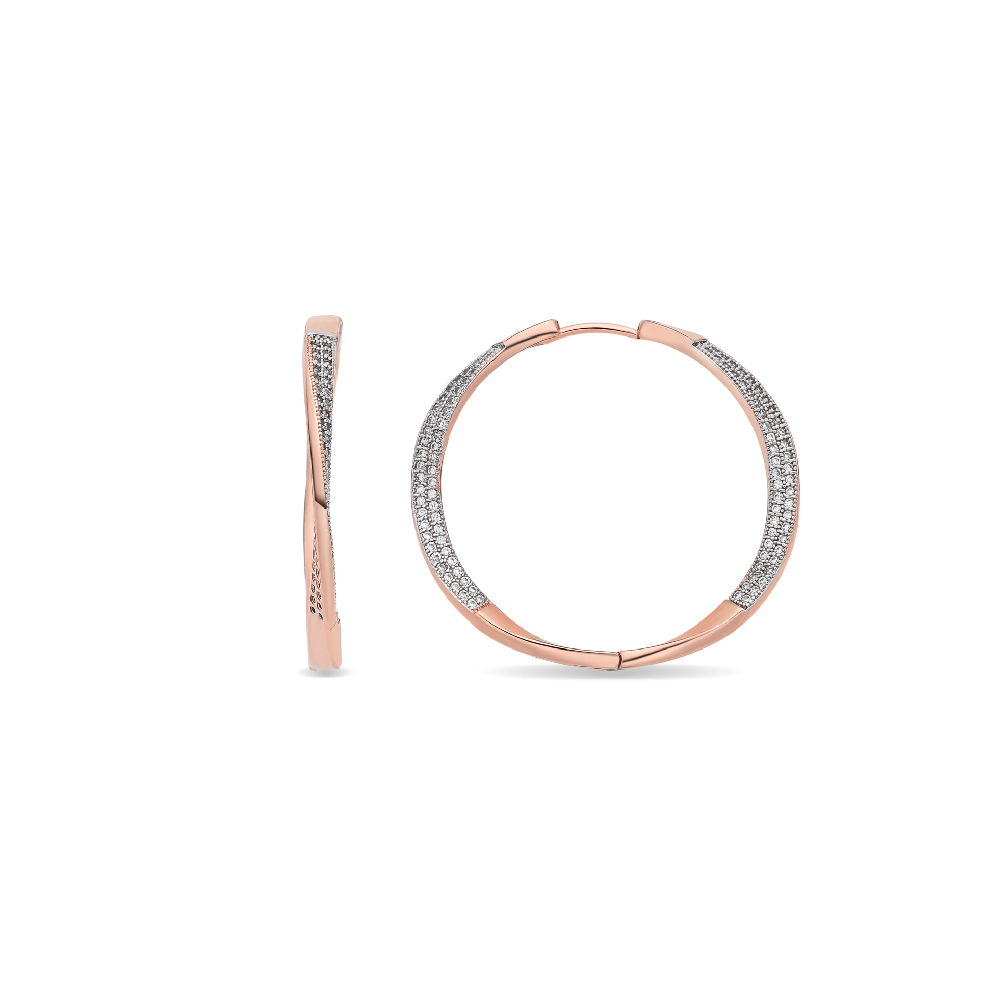 Pendientes de Aleación de Metal y Circonita Brillante acabado en oro rosa de 18k - Musdoc