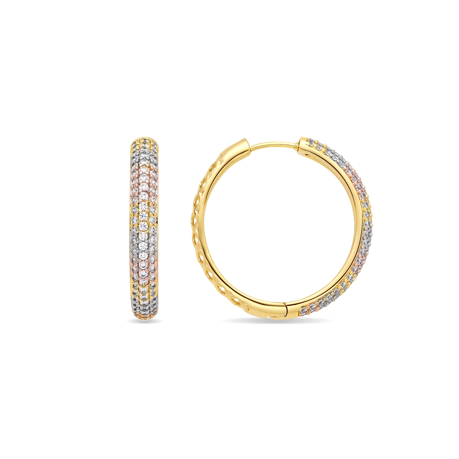 Pendientes de Aleación de Metal y Circonita Brillante acabado en oro rosa de 18k - Soodlo