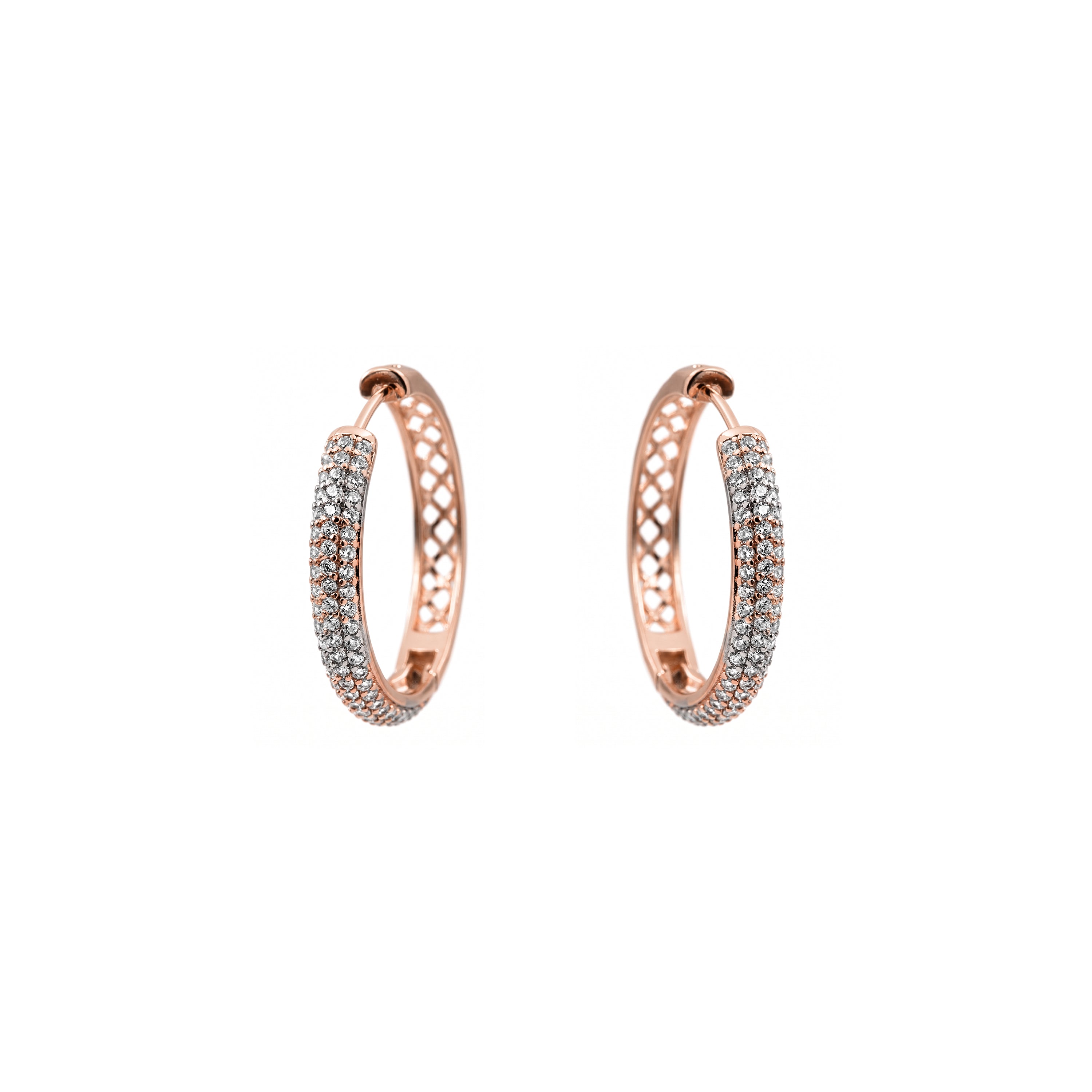Pendientes de Aleación de Metal y Circonita Brillante acabado en oro rosa de 18k - Soodlo