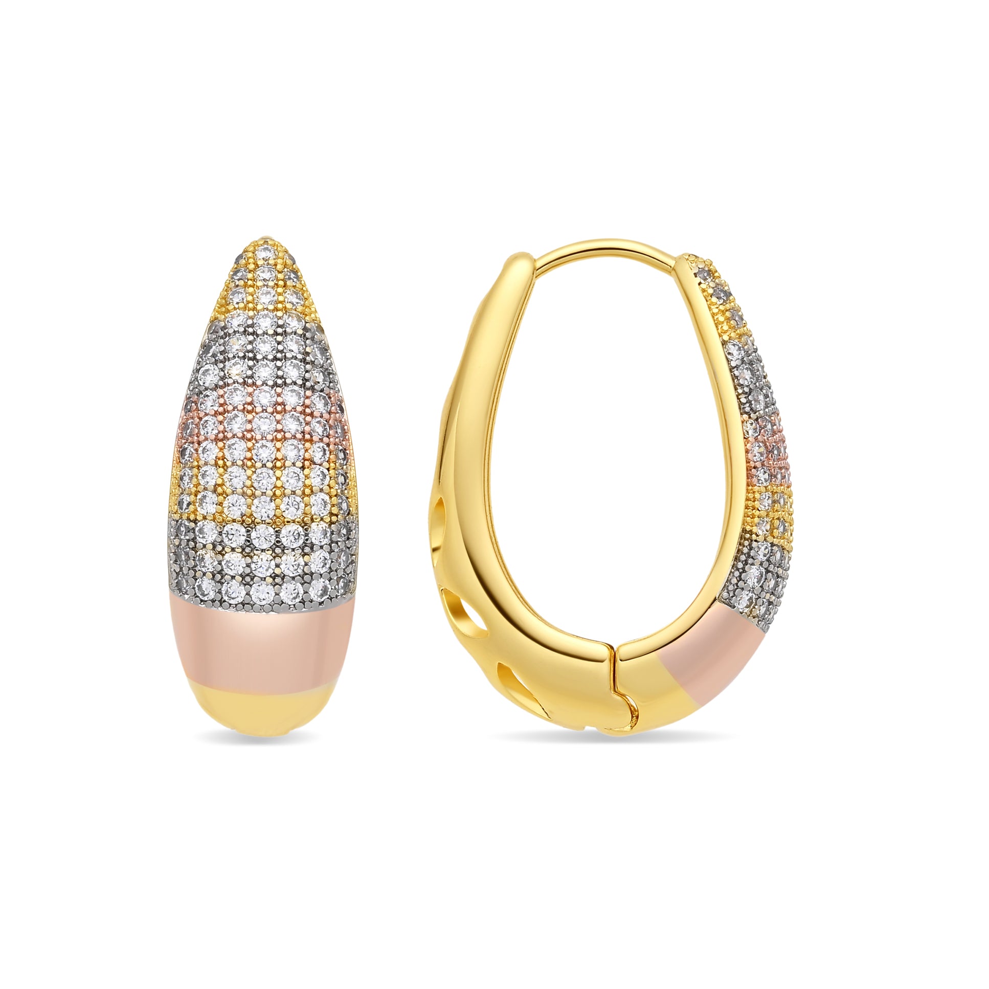 Pendientes de Aleación de Metal y Circonita Brillante acabado en oro rosa de 18k - Shia