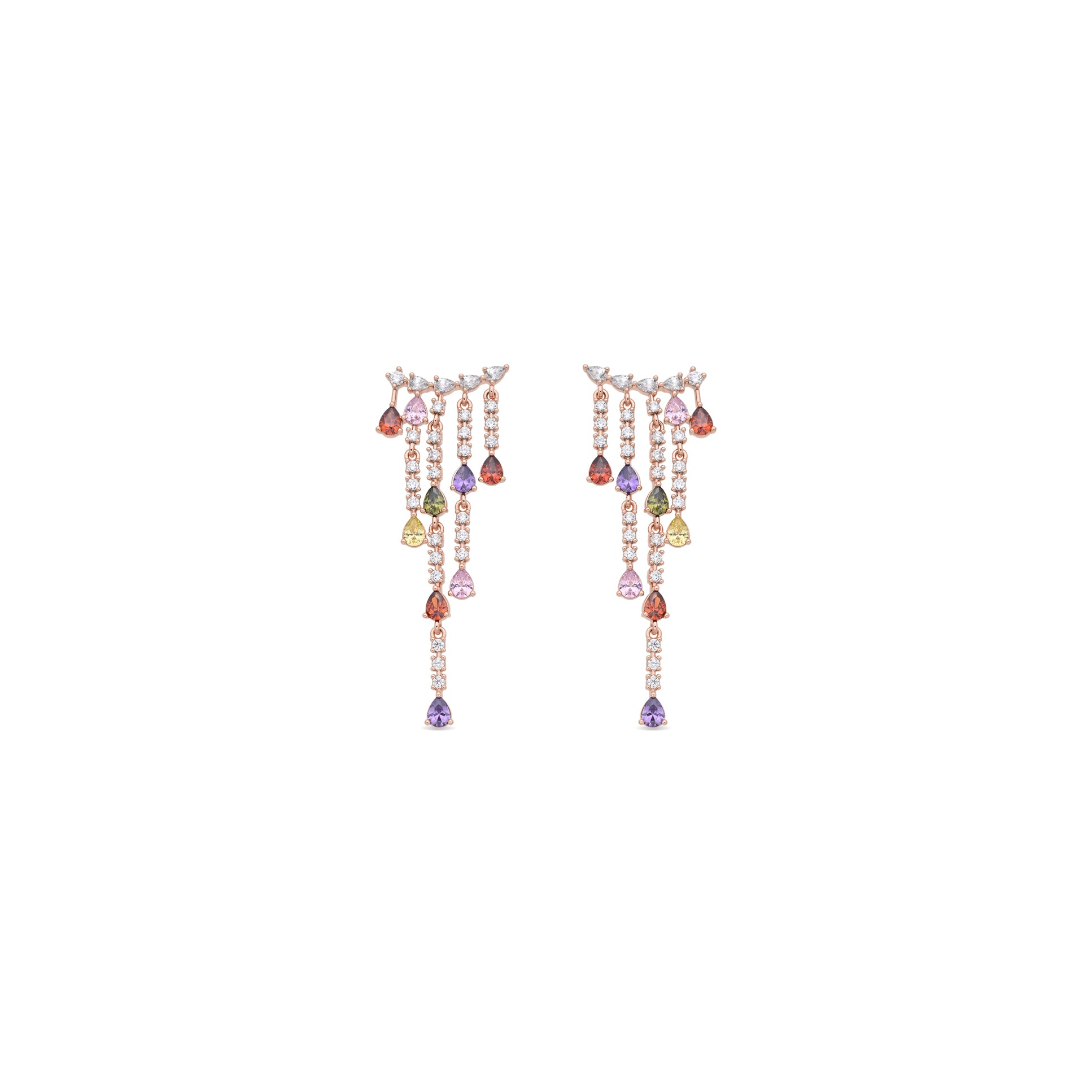 Pendientes de Aleación de Metal y Circonita Multicolor acabado en oro rosa de 18k - Haymax