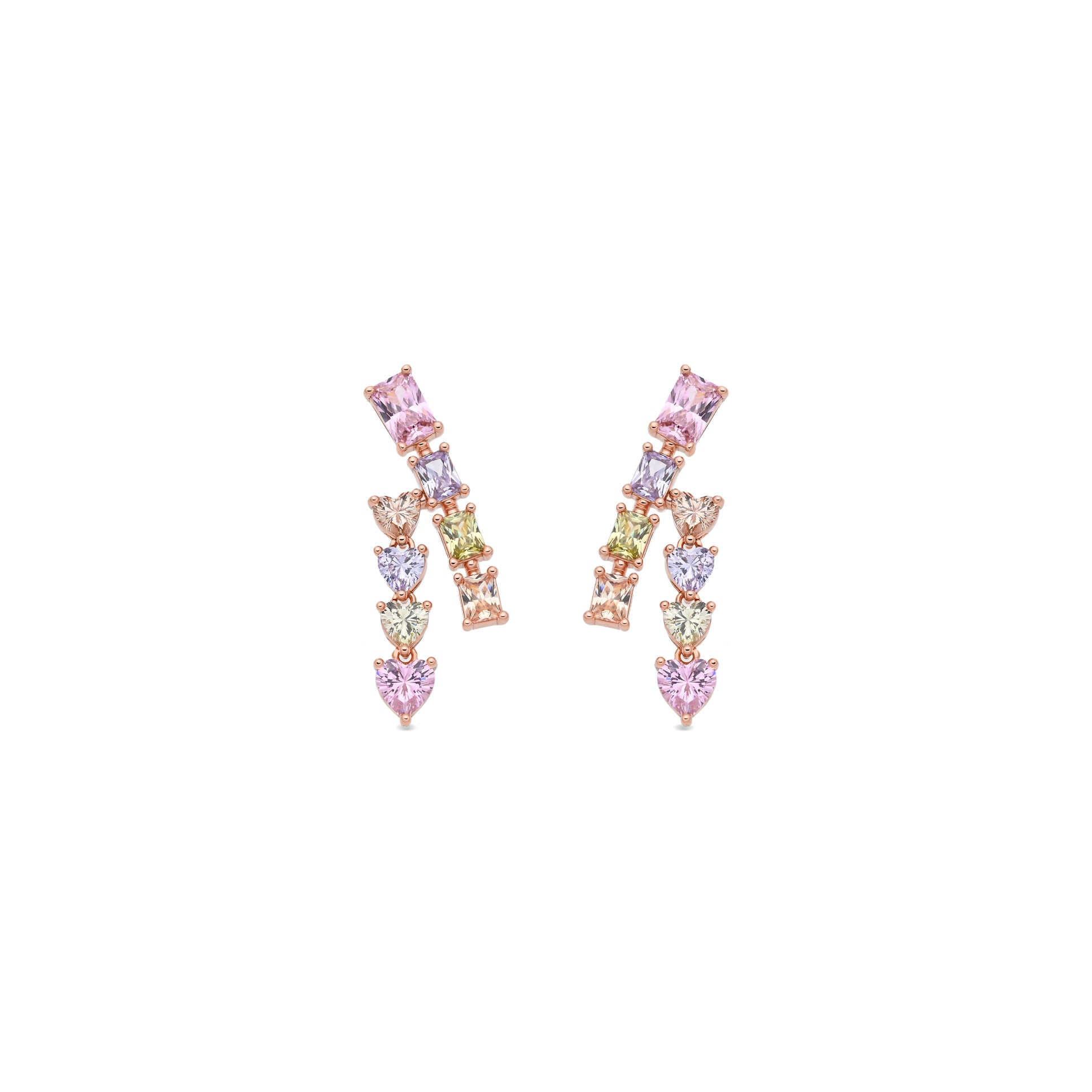 Pendientes de Aleación de Metal y Circonita Multicolor acabado en oro rosa de 18k - Vehou