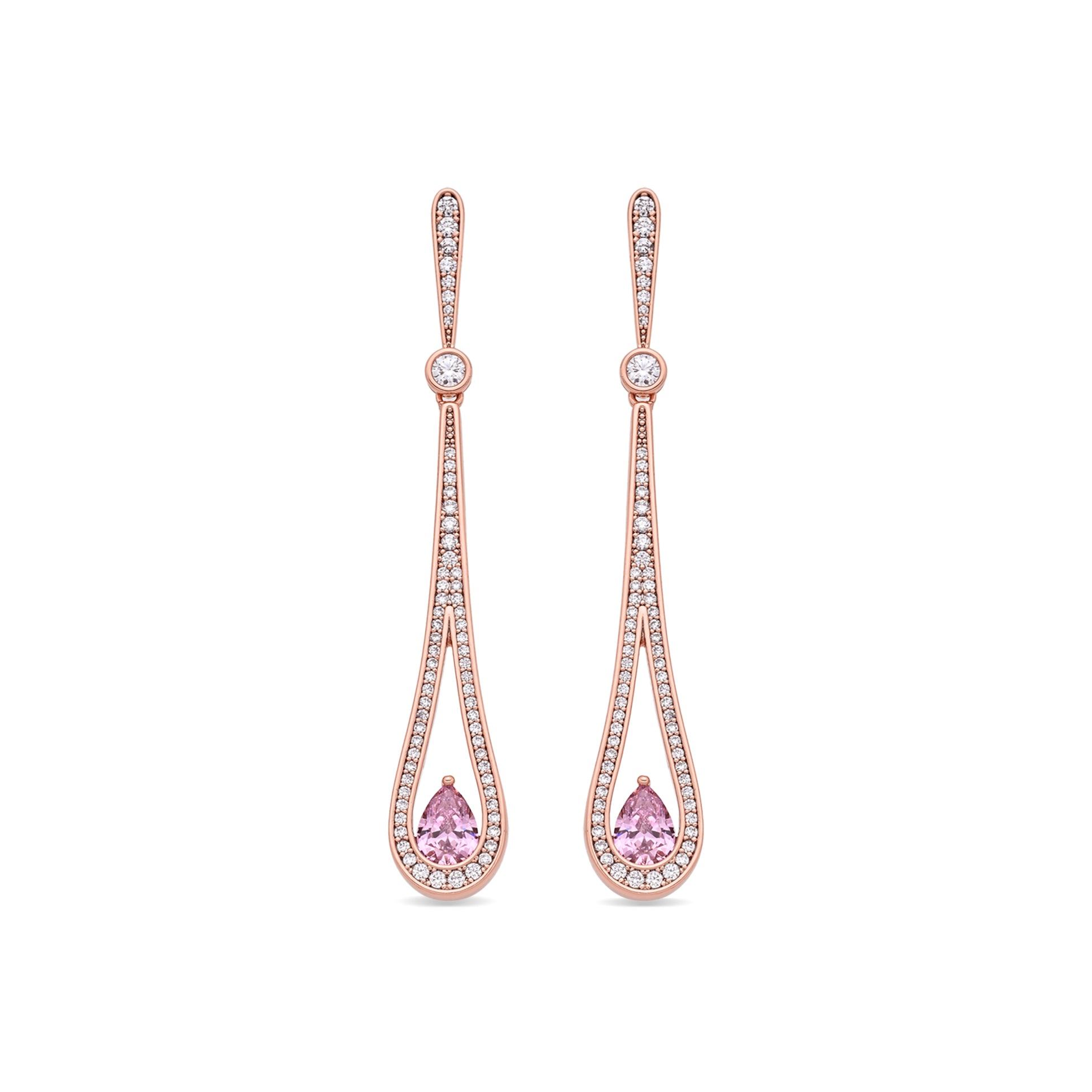Pendientes de Aleación de Metal y Circonita Brillante acabado en oro rosa de 18k - Mamir