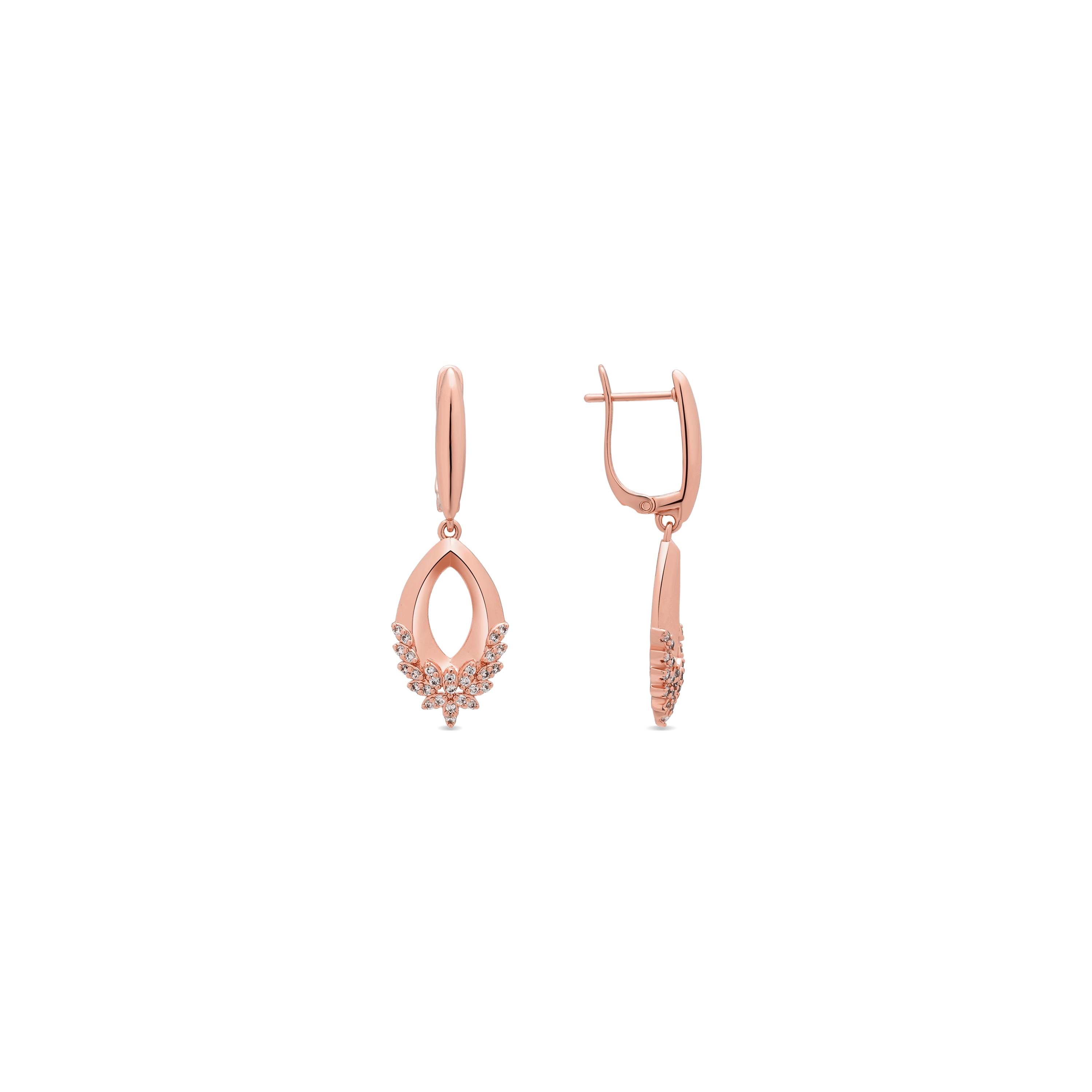 Pendientes de Aleación de Metal y Circonita Brillante acabado en oro rosa de 18k - Liwen