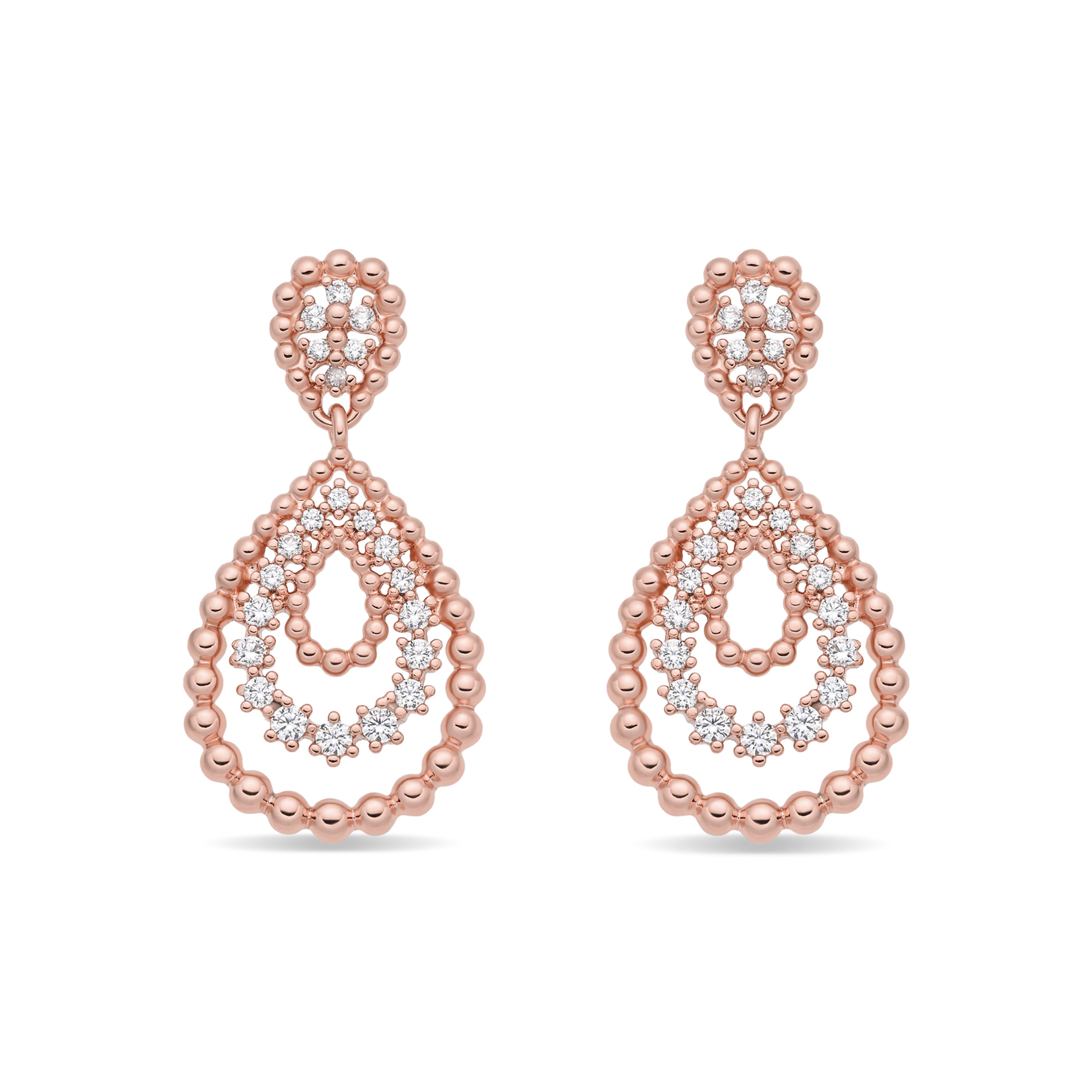 Pendientes de Aleación de Metal y Circonita Brillante acabado en oro rosa de 18k - Daxli