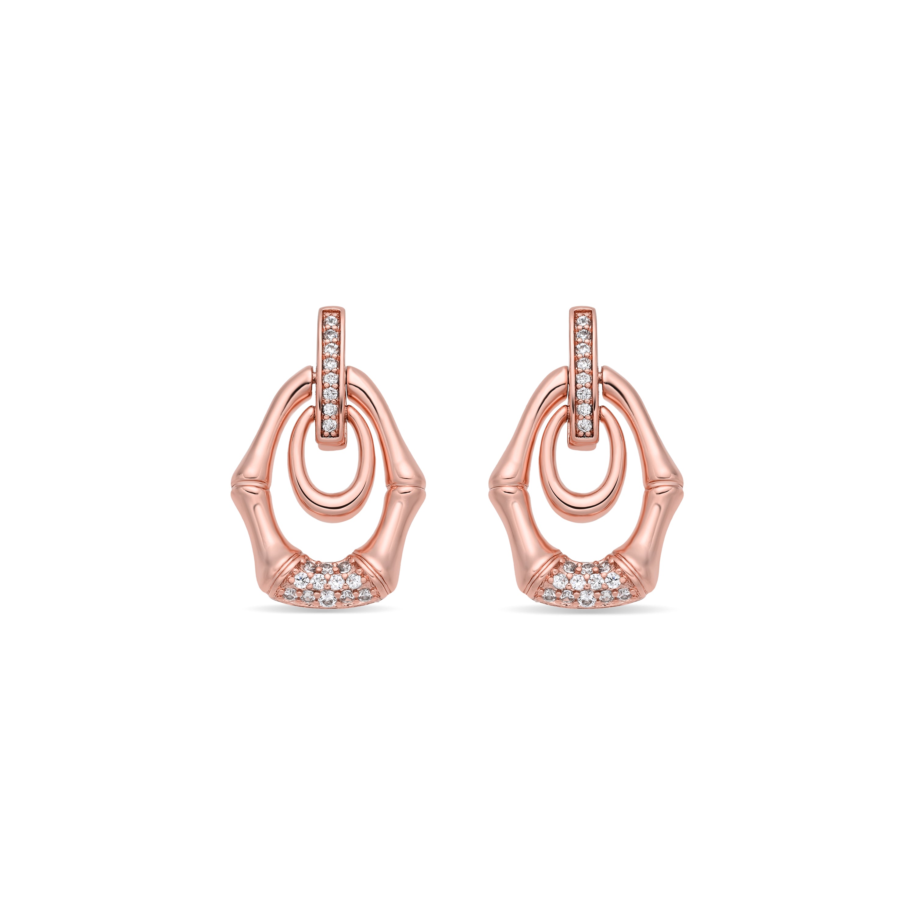 Pendientes de Aleación de Metal y Circonita Brillante acabado en oro rosa de 18k - Kormer
