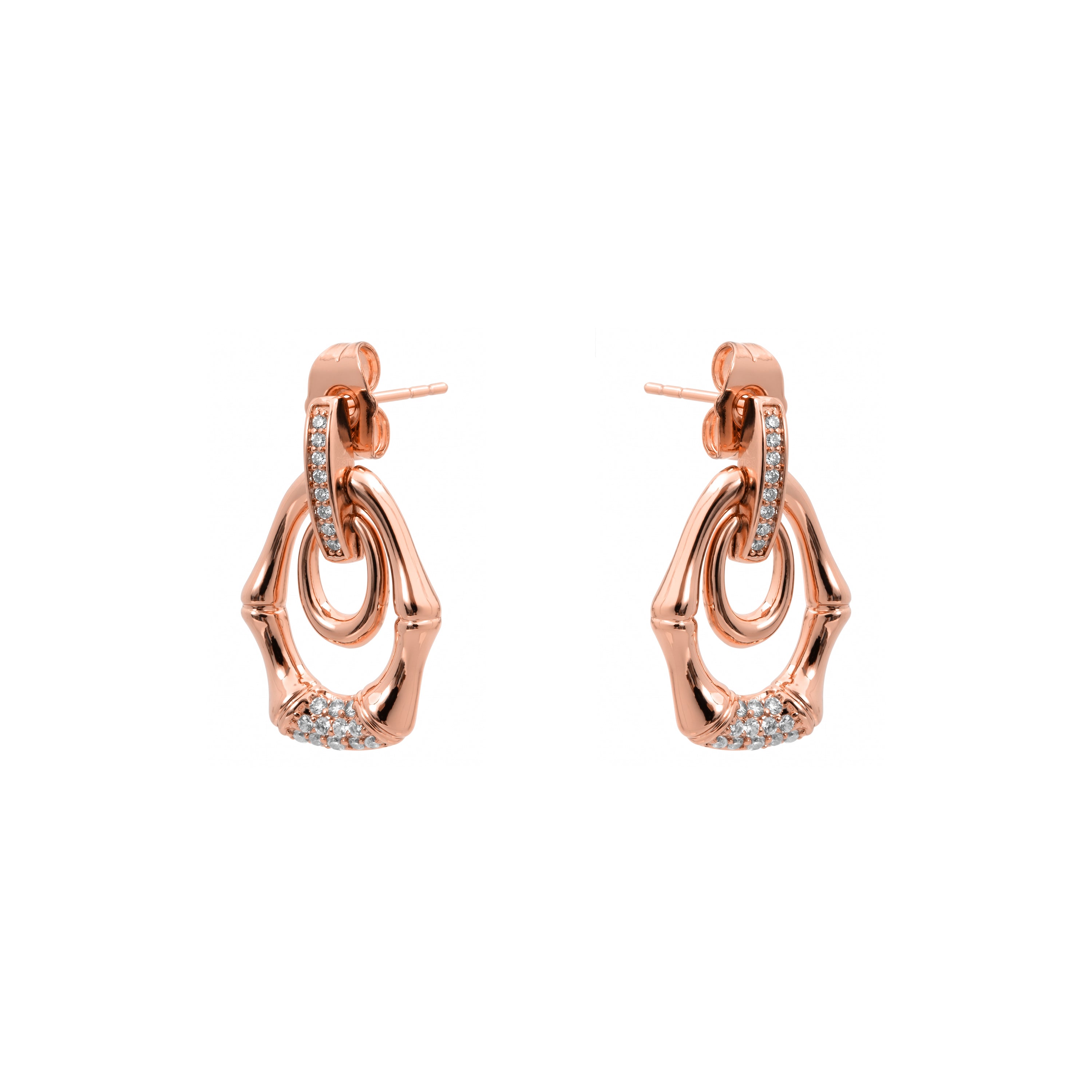 Pendientes de Aleación de Metal y Circonita Brillante acabado en oro rosa de 18k - Kormer