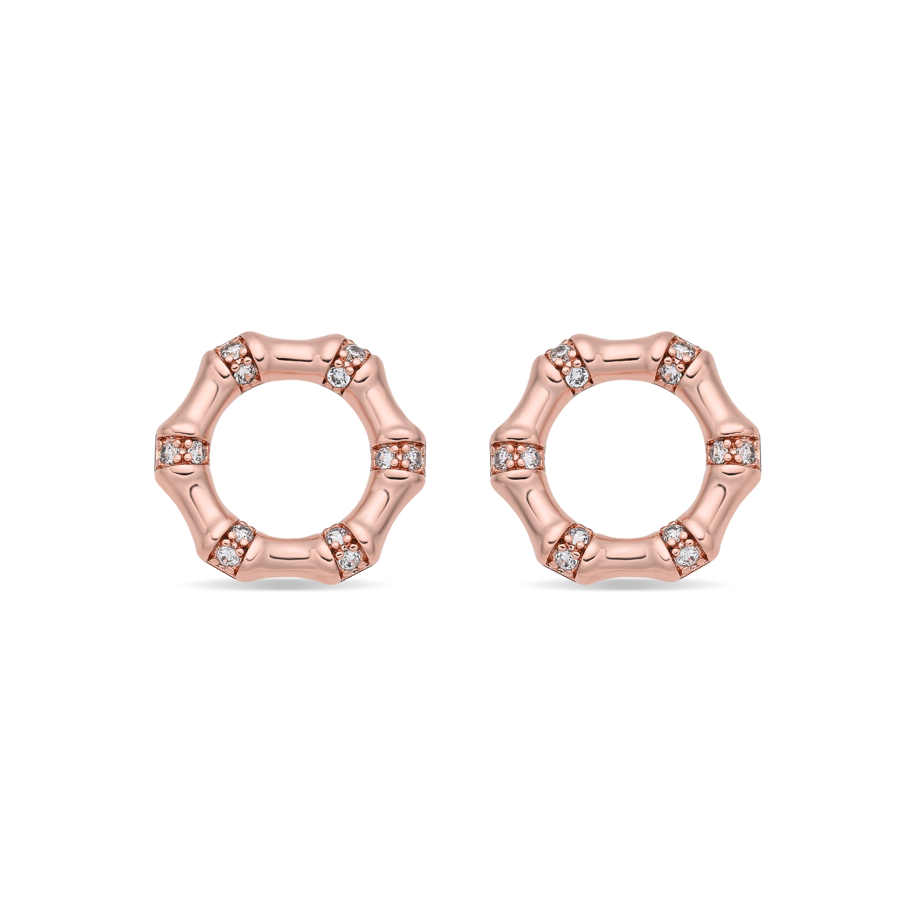 Pendientes de Aleación de Metal y Circonita Brillante acabado en oro rosa de 18k - Haut