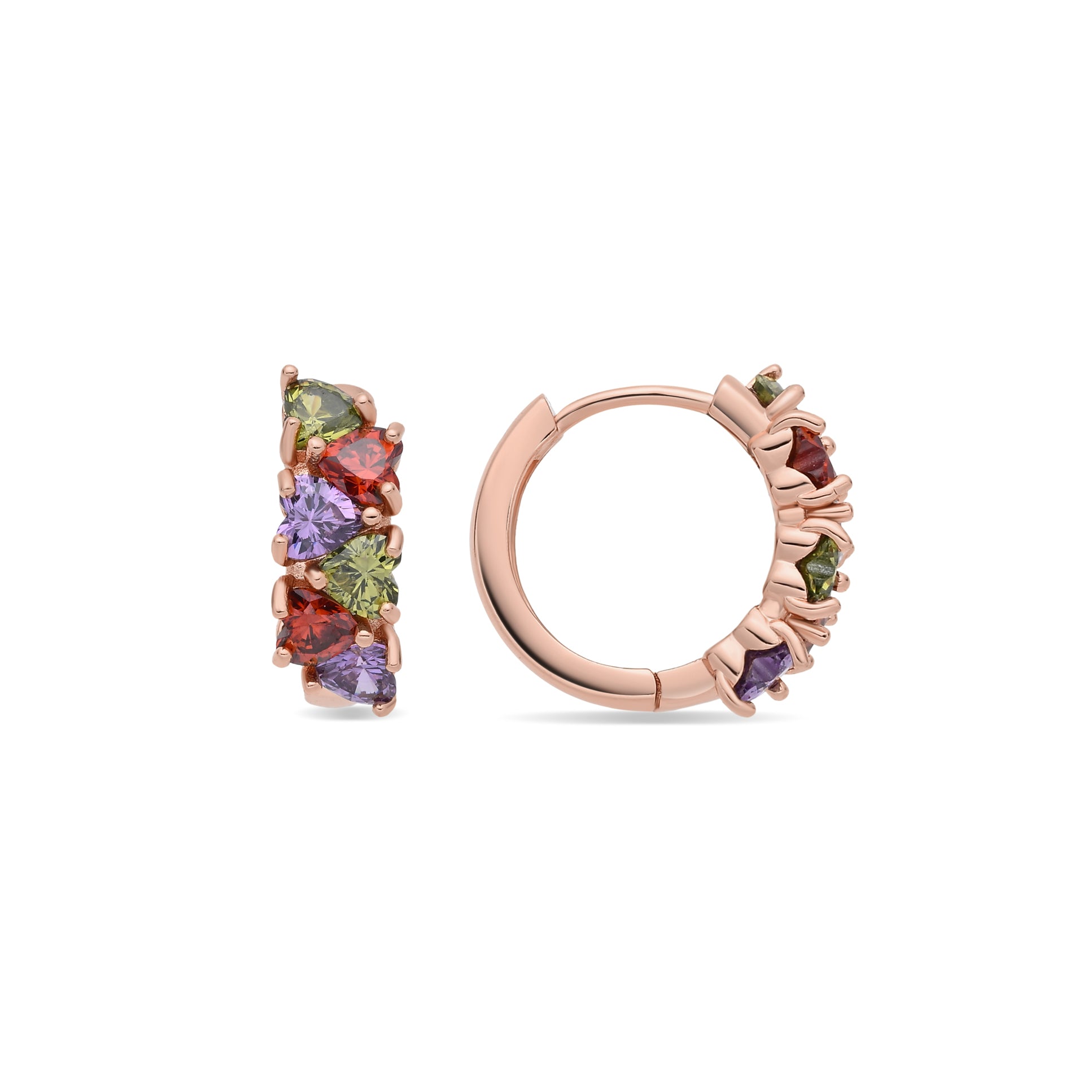 Pendientes de Aleación de Metal y Circonita Multicolor acabado en oro rosa de 18k - Lide