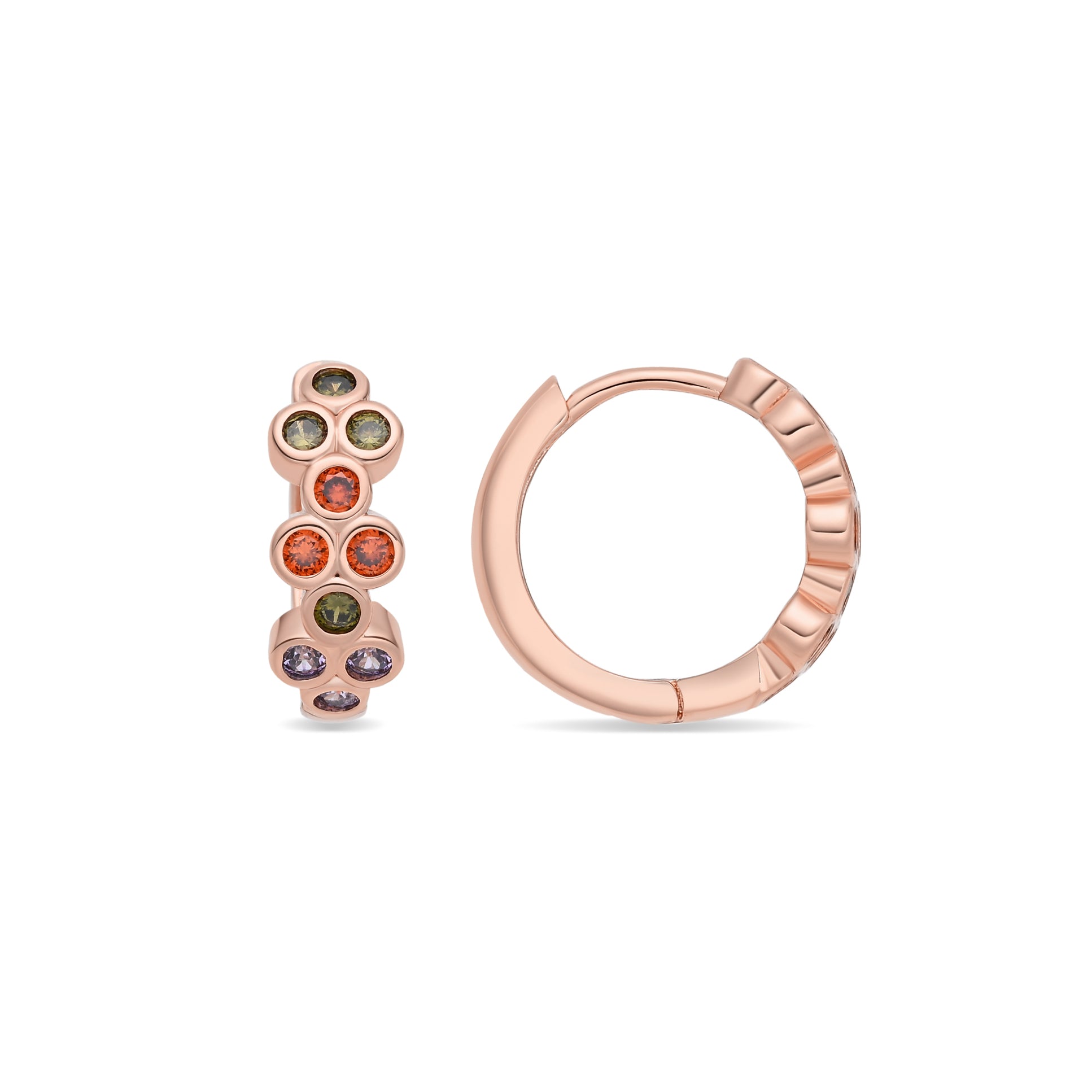 Pendientes de Aleación de Metal y Circonita Multicolor acabado en oro rosa de 18k - Tinemid