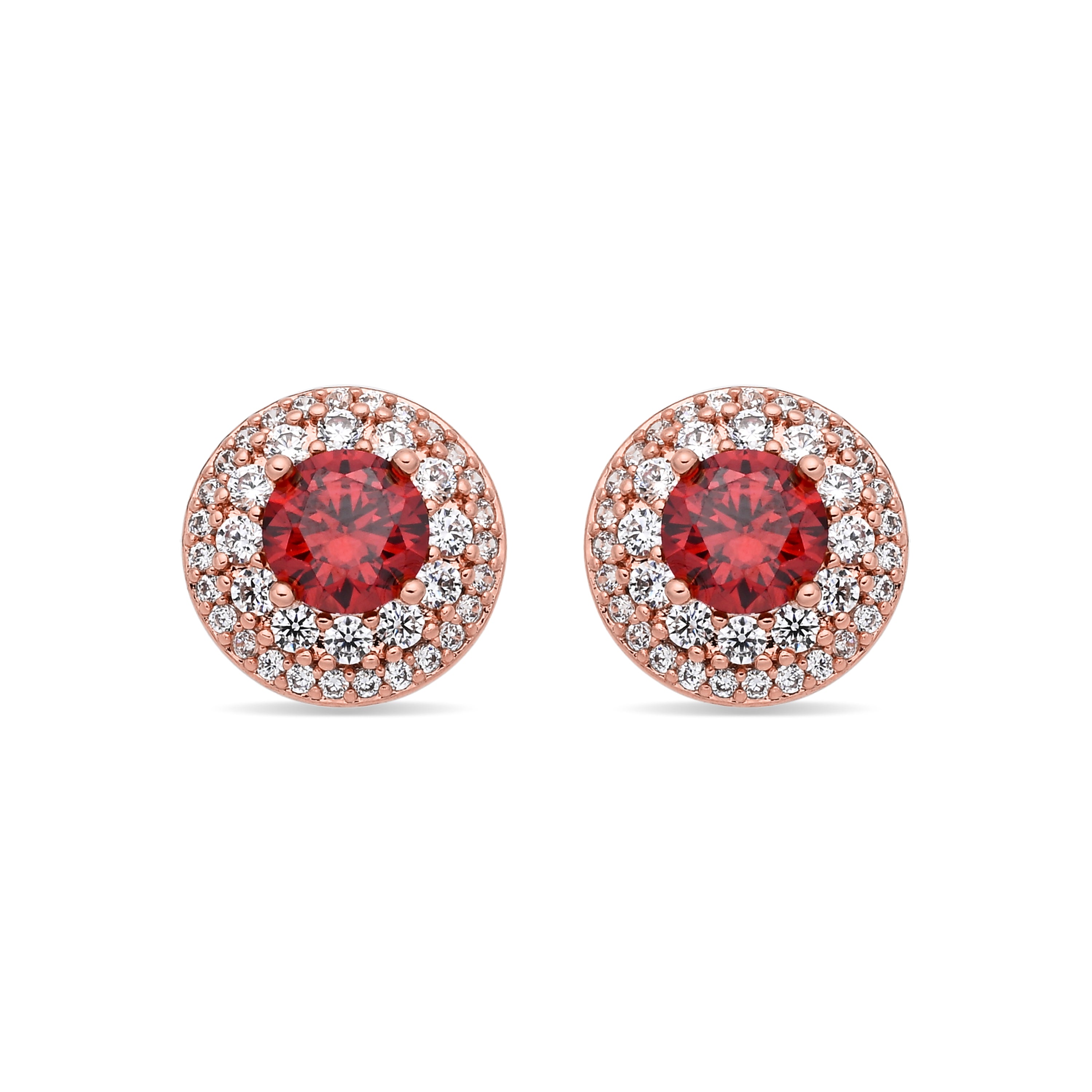 Pendientes de Aleación de Metal y Circonita Rubí acabado en oro rosa de 18k - Riash