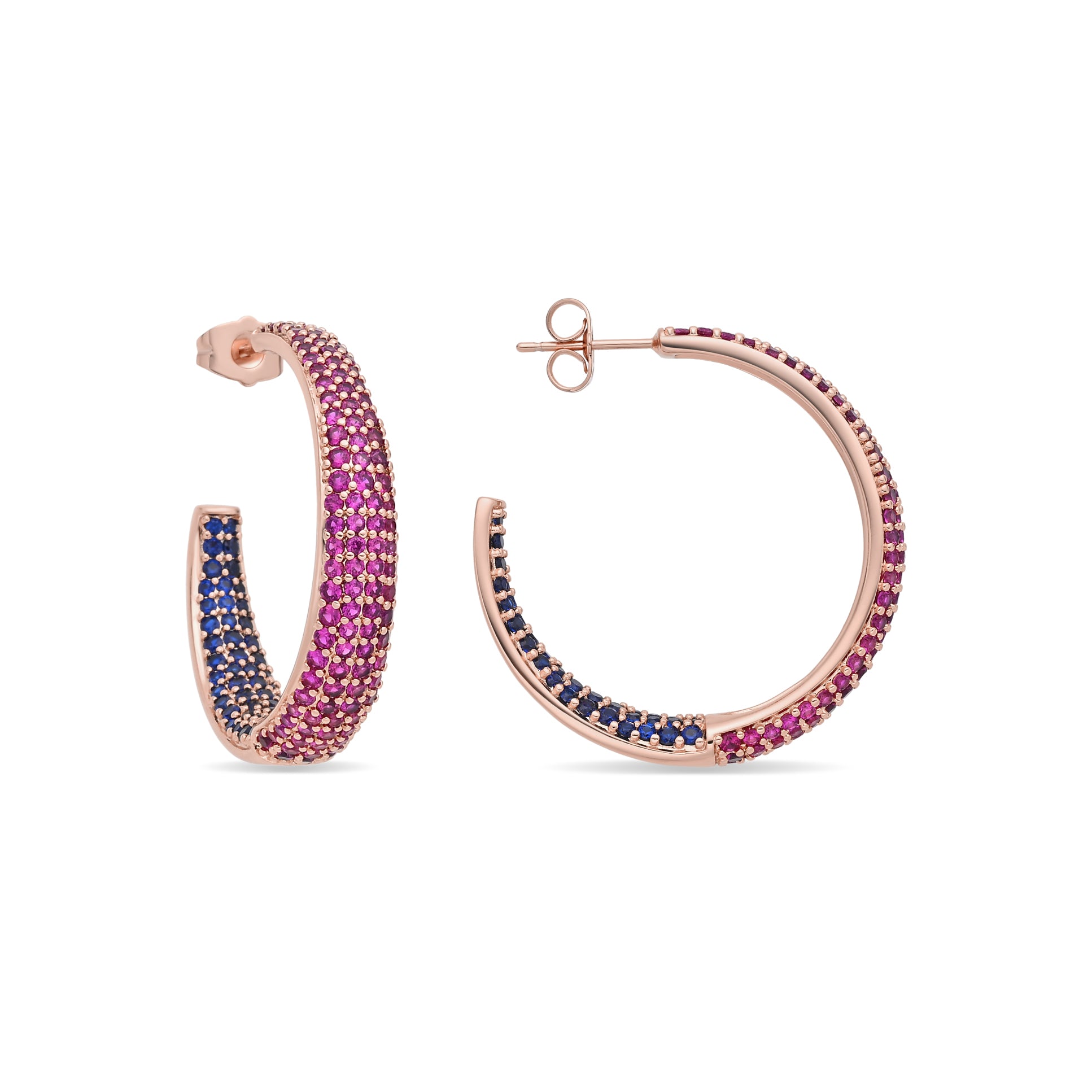 Pendientes de Aleación de Metal y Circonita Multicolor acabado en oro rosa de 18k - Tliriel